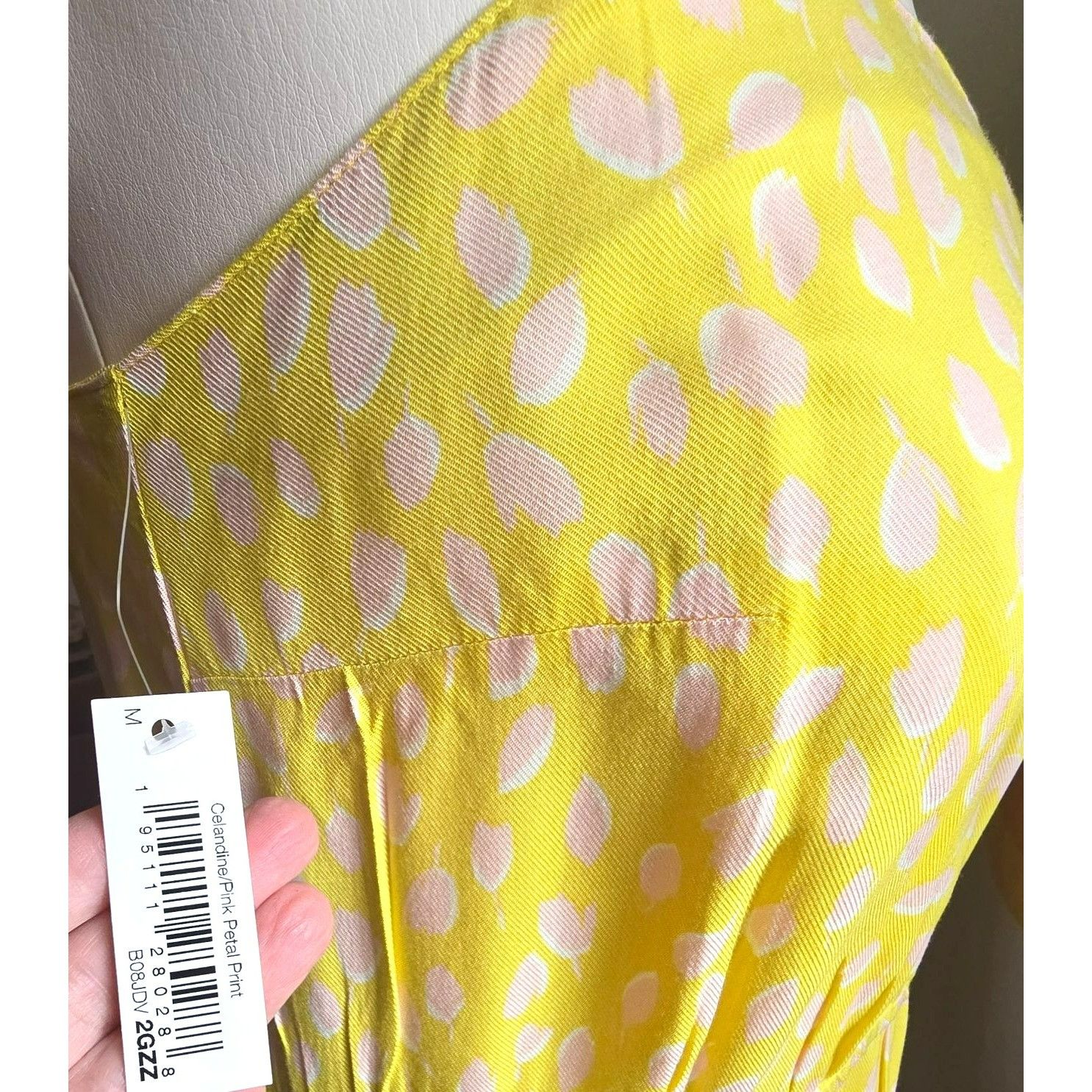 Other Yellow Sleeveless Maxi Dress With Pink Leaf Print & Elastic Size M / US 6-8 / IT 42-44 - 9 Thumbnail