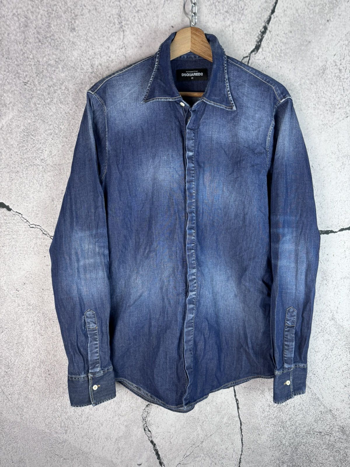 Dsquared2 Disquared2 Snap Button Up Denim Western Shirt Bleach Rare Size US L / EU 52-54 / 3 - 1 Thumbnail