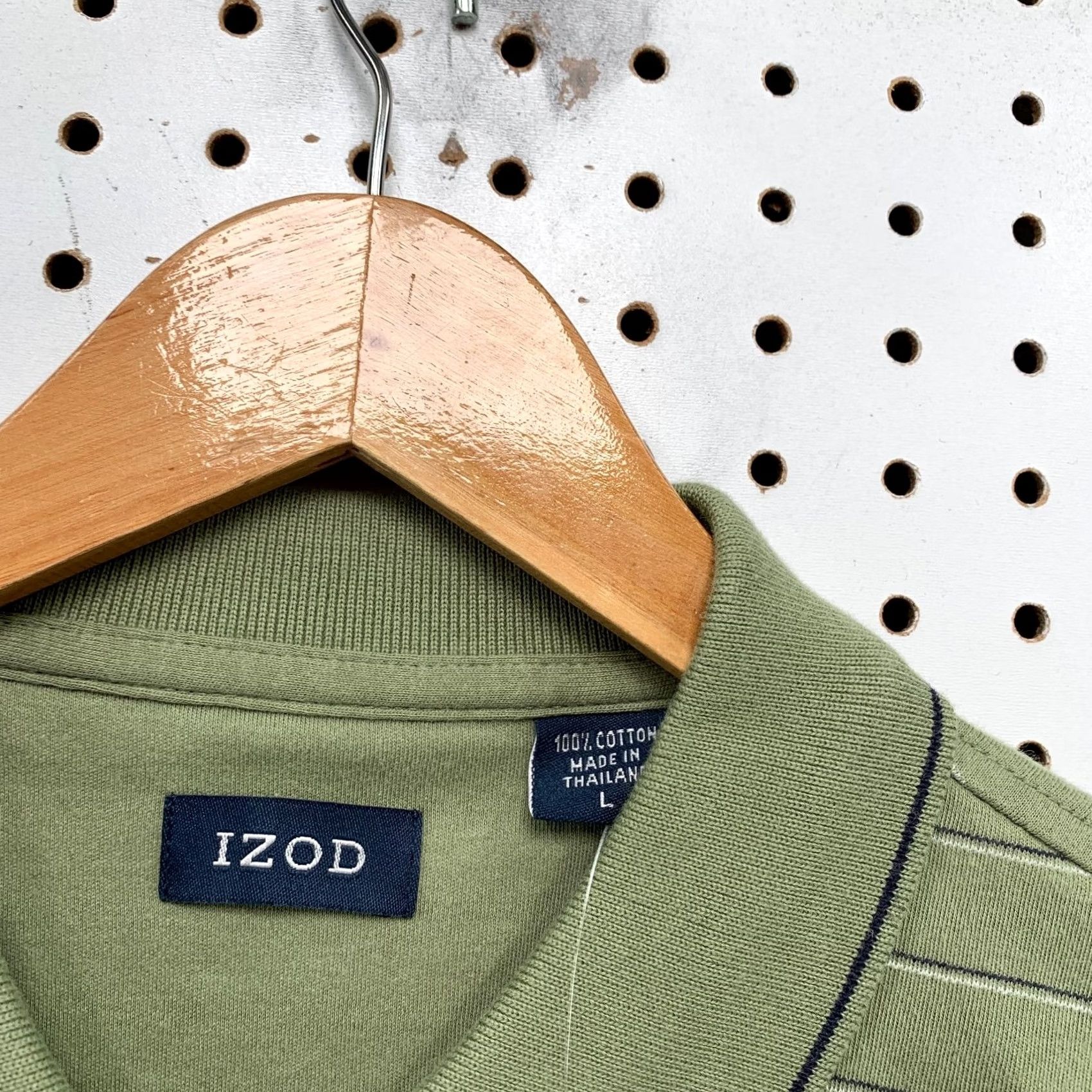Izod IZOD Polo Shirt Mens L Olive Green Striped Long Sleeve Collared NWT Shirt Size US L / EU 52-54 / 3 - 4 Thumbnail