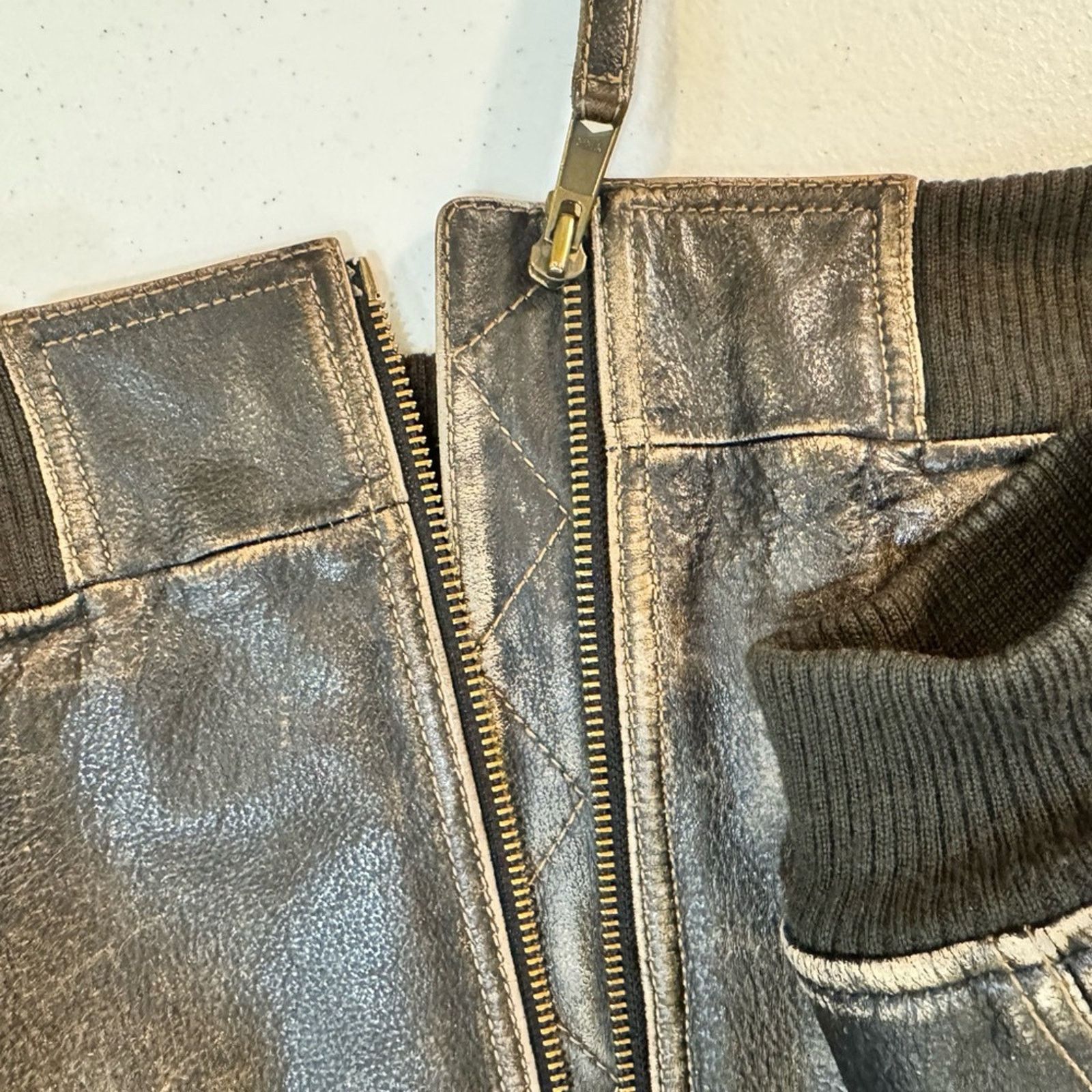 Roundtree & Yorke Roundtree & Yorke Bomber Leather Jacket w/ Shearling Collar Size US XL / EU 56 / 4 - 8 Thumbnail