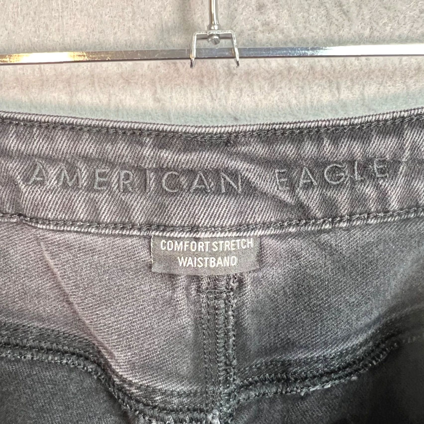 American Eagle Outfitters American Eagle Outfitters Jeans Distressed Black 10 Short Comfort Stretch Waist 5-Pocket Denim High Rise Womens Jeans Size 32" / US 10 / IT 46 - 3 Thumbnail