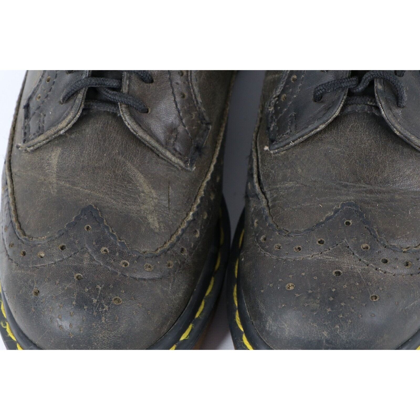 Dr. Martens × Vintage Vintage 90s Dr Martens Goth Distressed Leather Wingtip Shoes Size US 5 / IT 35 - 3 Thumbnail