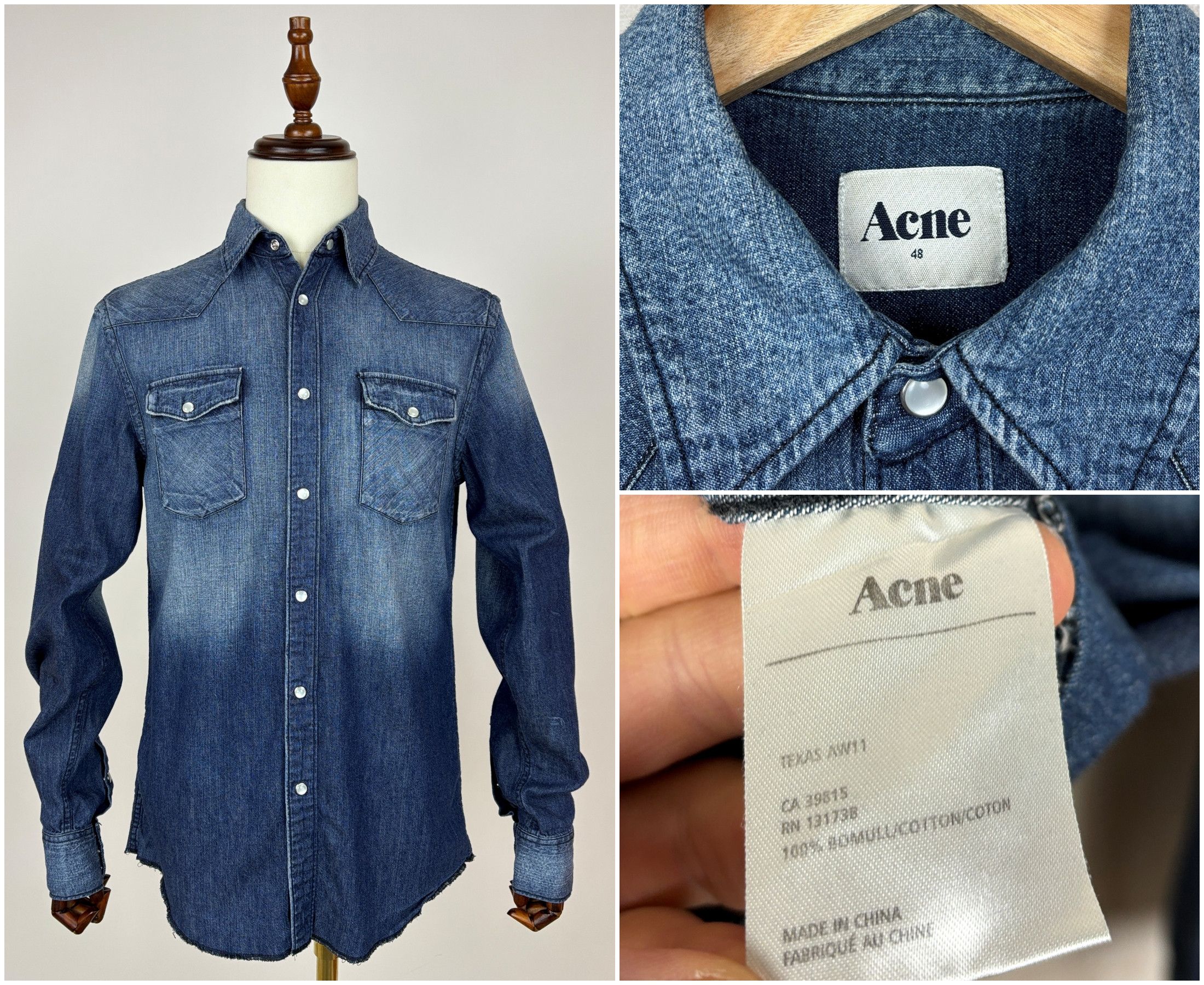 Acne Studios Acne Texas AW11 Pearl Snap Button Denim Long Sleeve Shirt Size US M / EU 48-50 / 2 - 1 Thumbnail