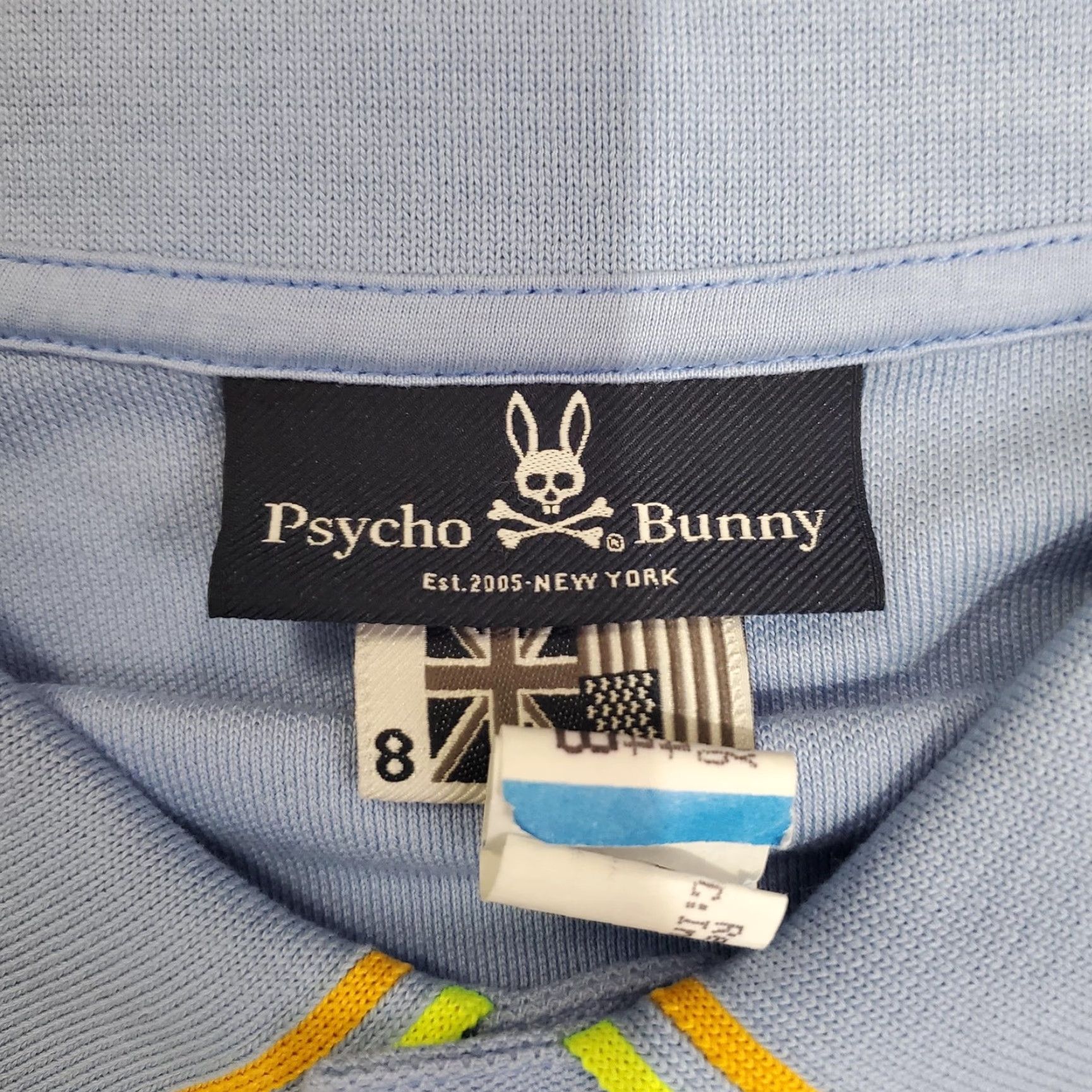 Psycho Bunny Psycho Bunny Polo Shirt Mens Large Light Blue Tipped Collar Pique Skull Logo Size US XXL / EU 58 / 5 - 3 Thumbnail