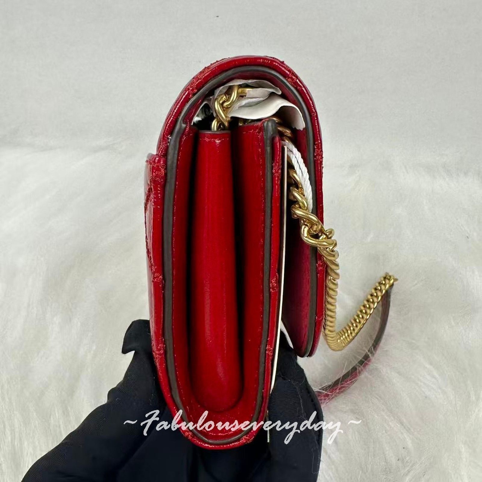 Tory Burch Tory Burch Willa Chain Wallet Clutch In Leather/Gold/Berry Size ONE SIZE - 5 Thumbnail