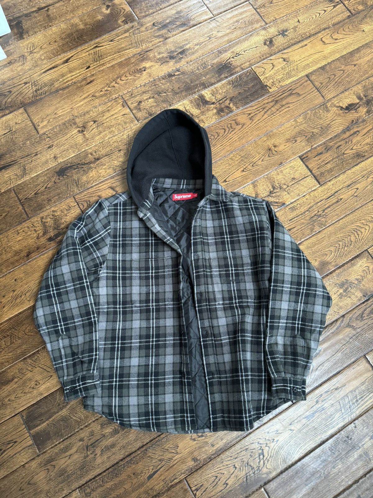 Supreme hooded jacquard online flannel shirt