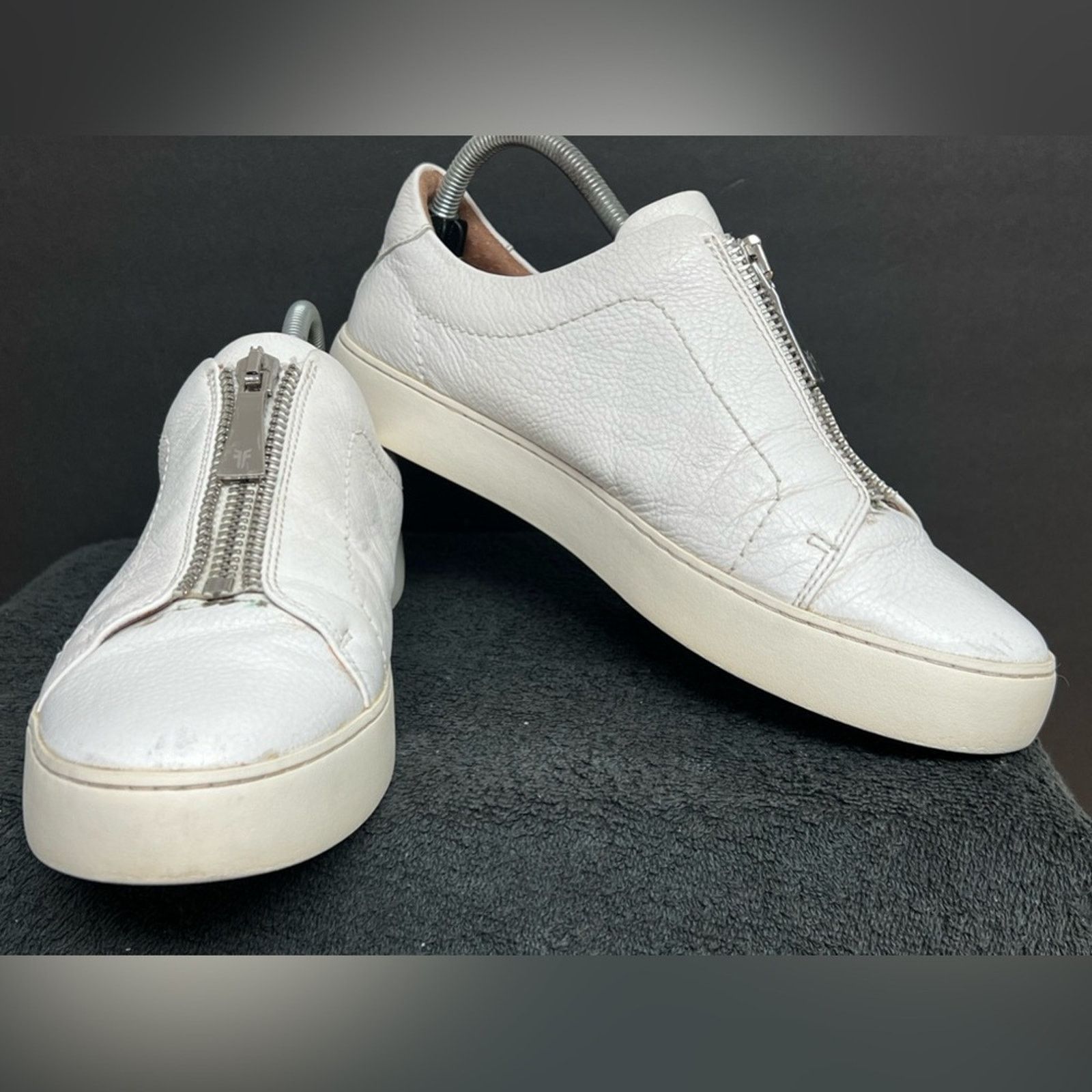 Frye Frye Women's Lena Zipper Low White Leather Shoes Size 11 M Size US 11 / IT 41 - 3 Thumbnail