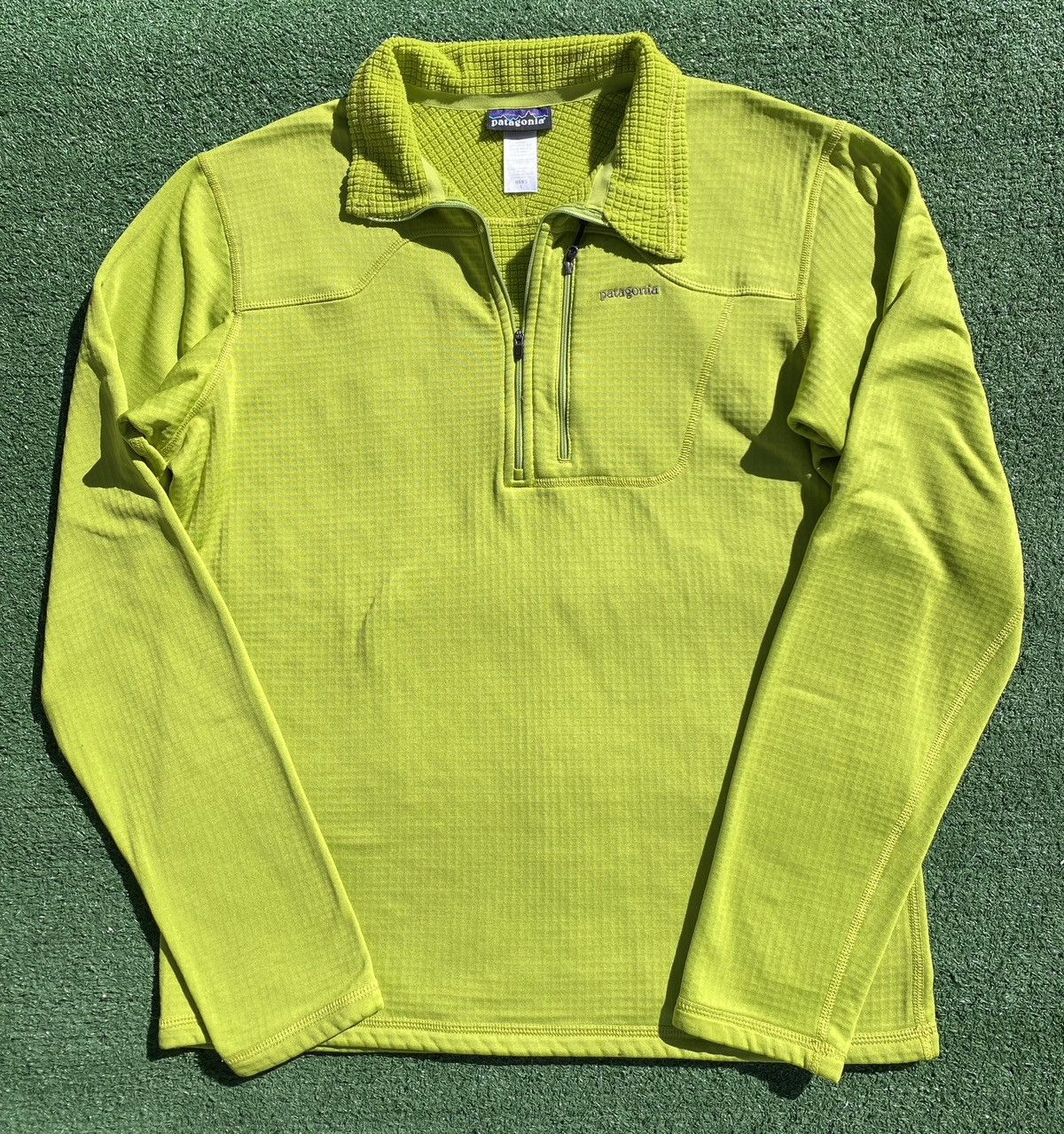 Patagonia R1 Regulator Lime Green Waffle Grid Fleece Jacket