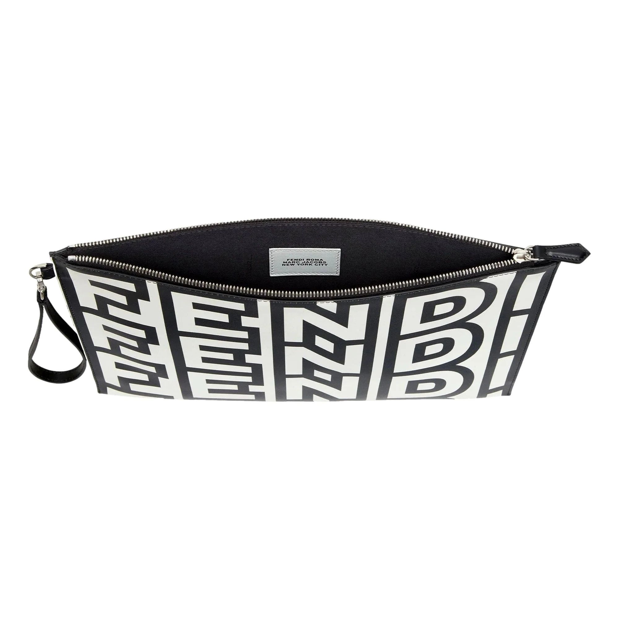 Fendi o1loc1c0824 Size: OS / Large Flat Pouch in Black/White Size ONE SIZE - 5 Thumbnail