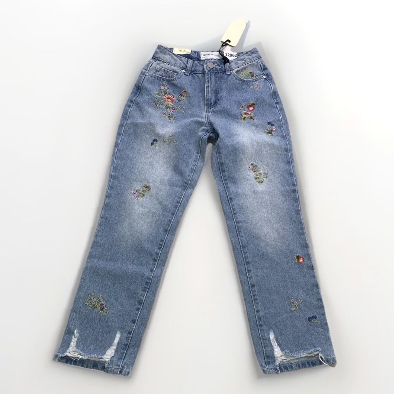 Vintage Banjara High Rise Embroidered Floral Distressed Denim Cropped Jeans NWT 0/23 Size 25" / US 0 / IT 36 - 4 Thumbnail