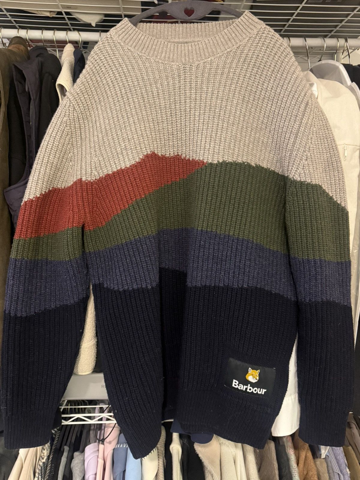 Maison Kitsune Barbour Multicolor Maison Kitsuné Edition Landscape Sweater Size US XL / EU 56 / 4 - 1 Thumbnail