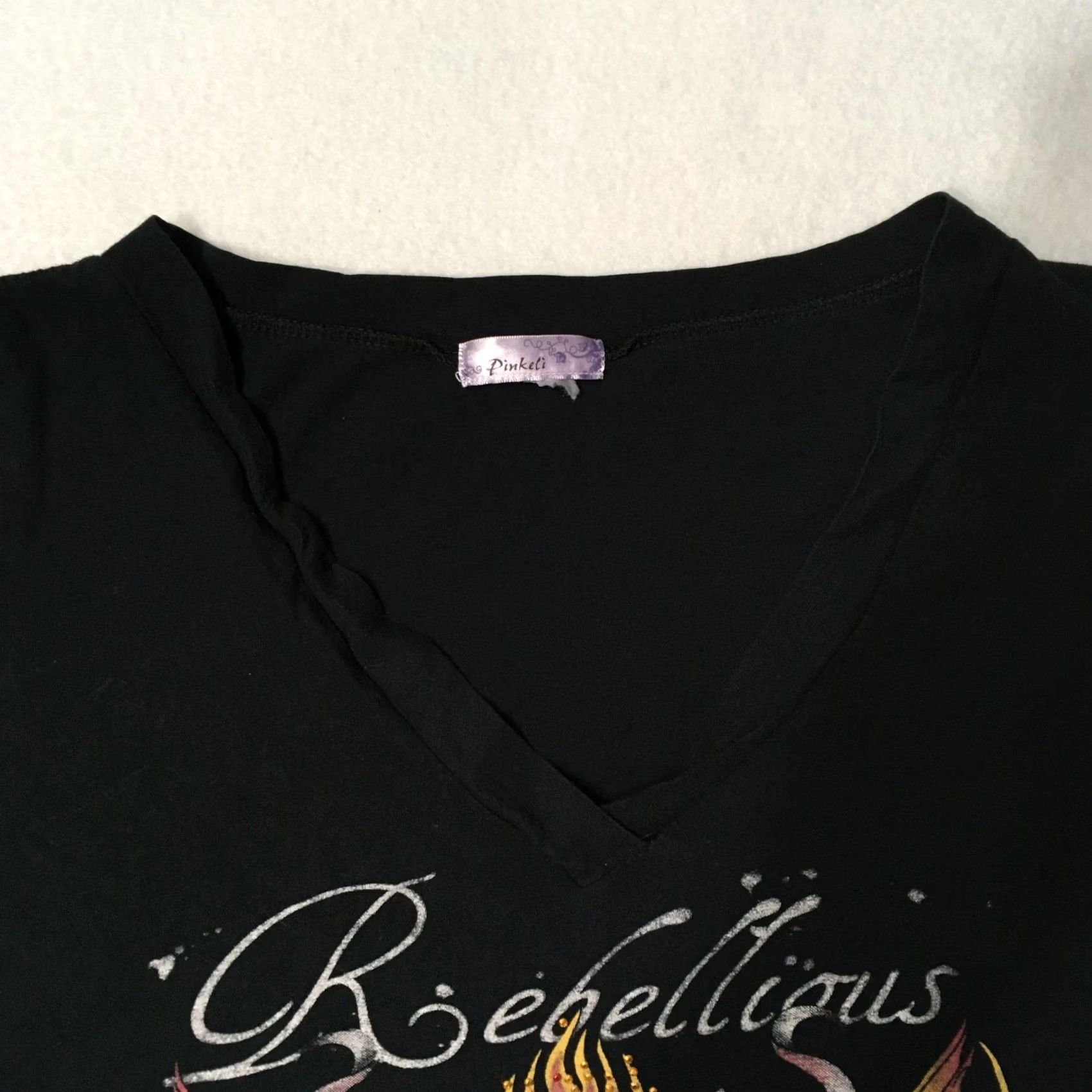 Vintage Rebellious graphic top XL black women's forever free spirited ebellious stained Size XL / US 12-14 / IT 48-50 - 2 Thumbnail