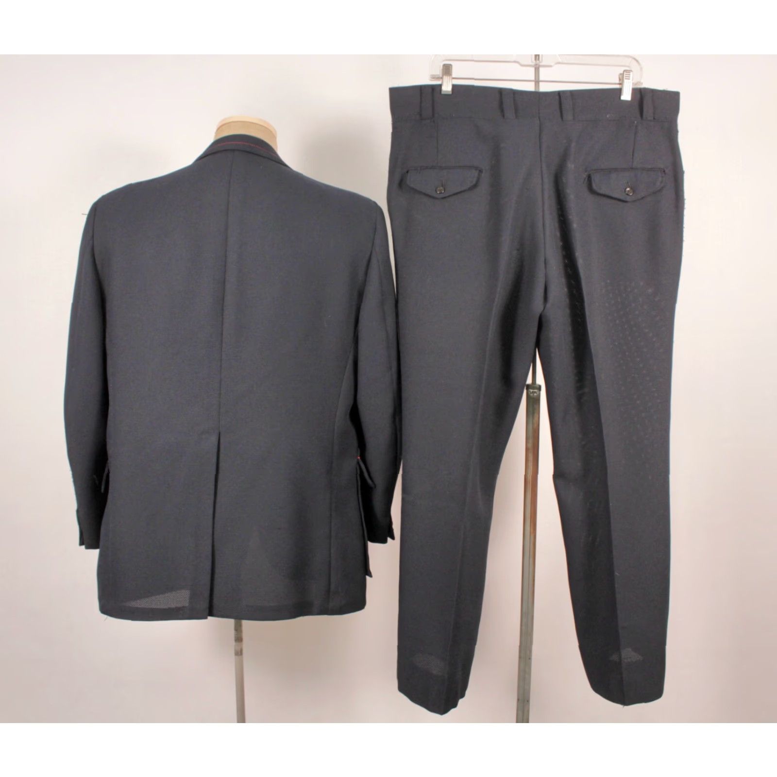 Vintage VINTAGE Mens VTG 70s 2 PC Navy Blue & Red Leisure Suit W Tie Sz L Polyester 1970s Size 42R - 3 Thumbnail