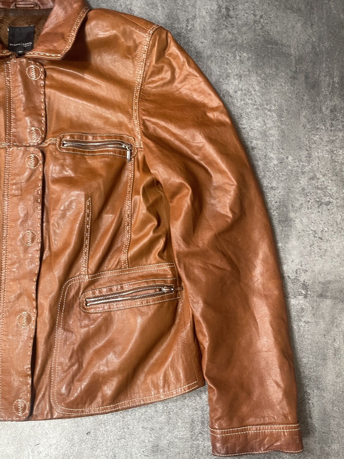 Vintage 🔥Offers🔥Vintage Y2K Real Genuine Leather Jacket Boxy Solid Size S / US 4 / IT 40 - 16 Thumbnail