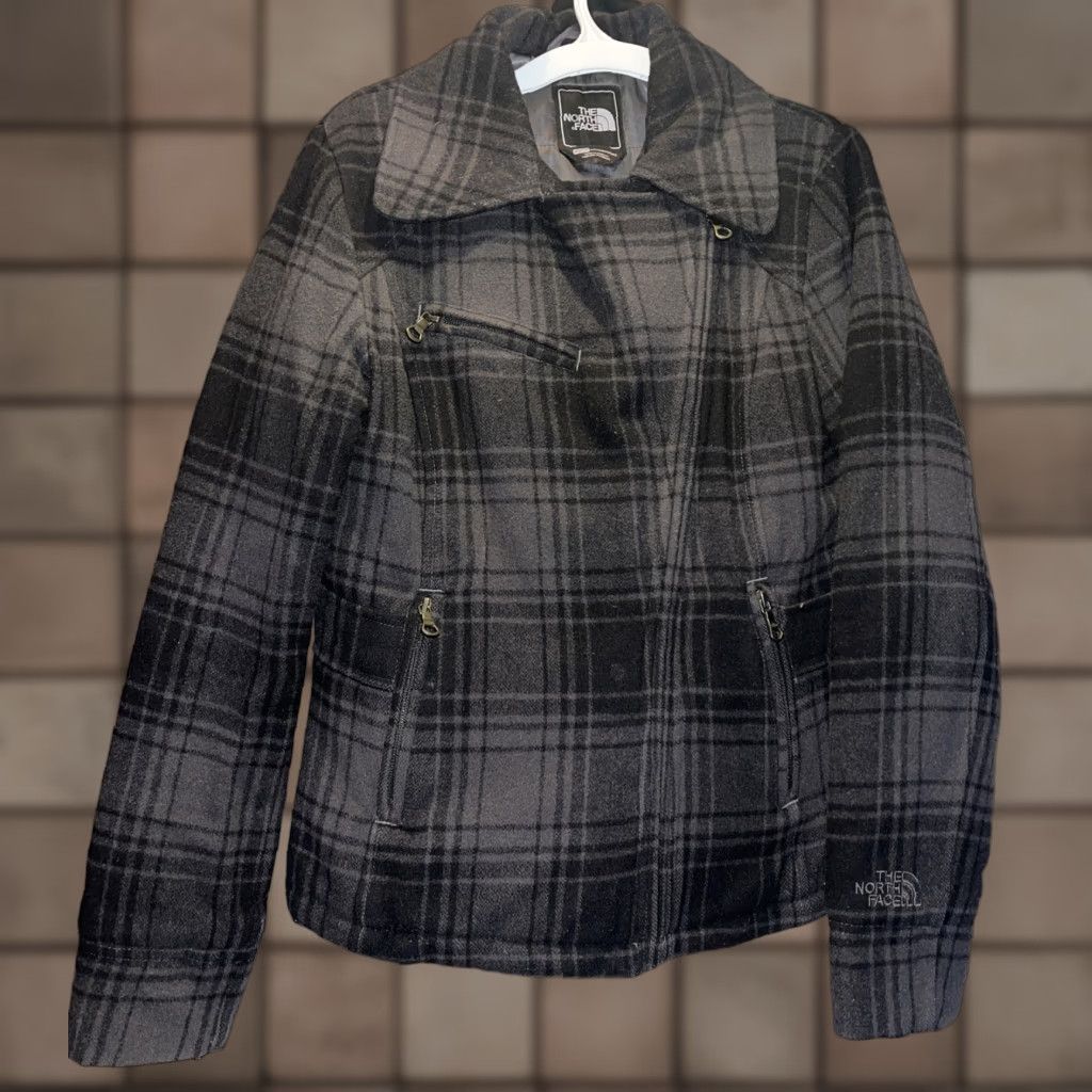 The North Face The North Face Wool Blend Plaid Insulated Winter Jacket XS Women Gray Black Zips Pockets Full Zip Collared Basic Jacket All Seasons Regular Style Size XS / US 0-2 / IT 36-38 - 1 Thumbnail