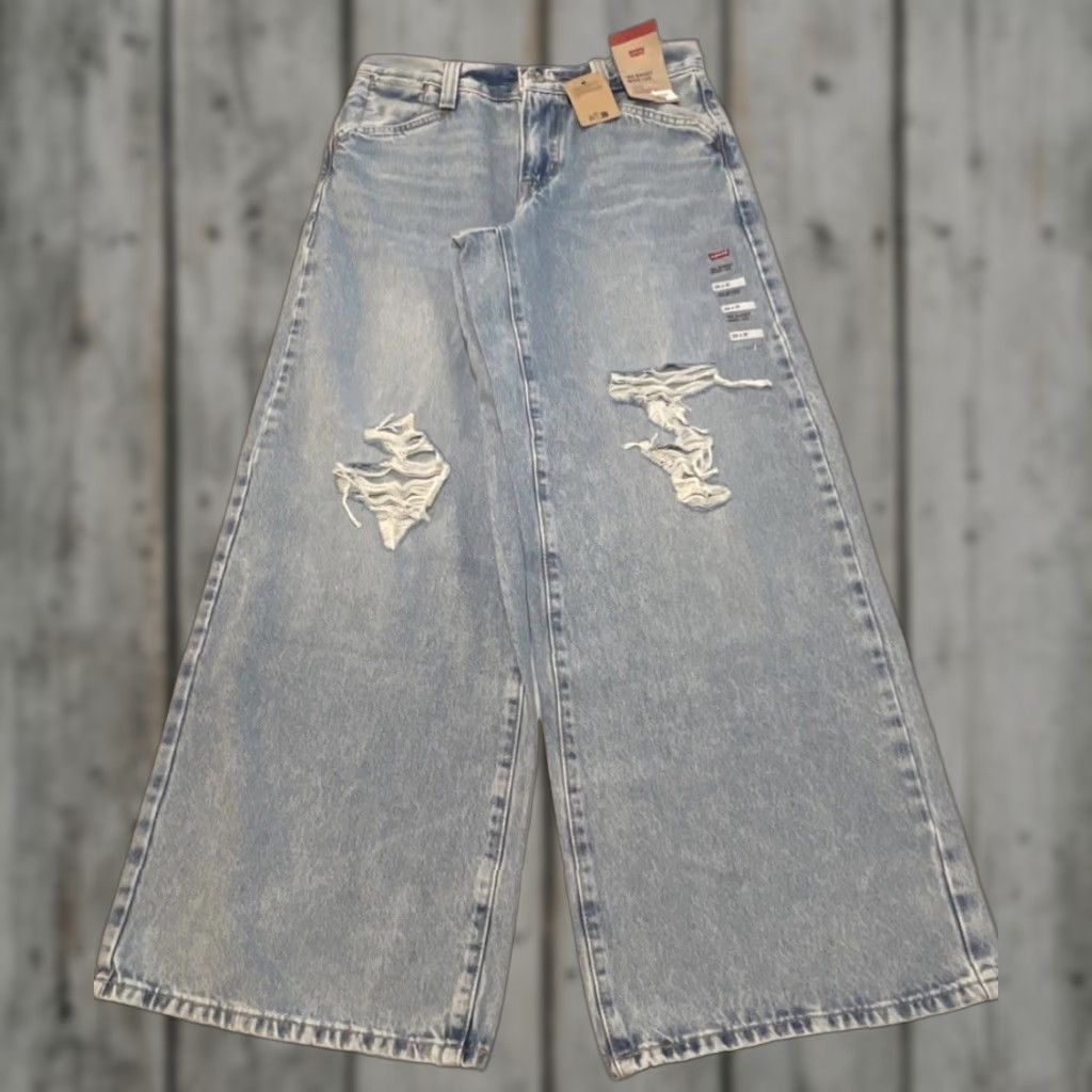 Levi's Levi's 94's Baggy Wide Leg Jeans Women’s 26x31 Distressed Blue NWT Jeans Women’s Regular 5-Pocket Design Denim Jeans Mens Womens Size 26" / US 2 / IT 38 - 1 Thumbnail