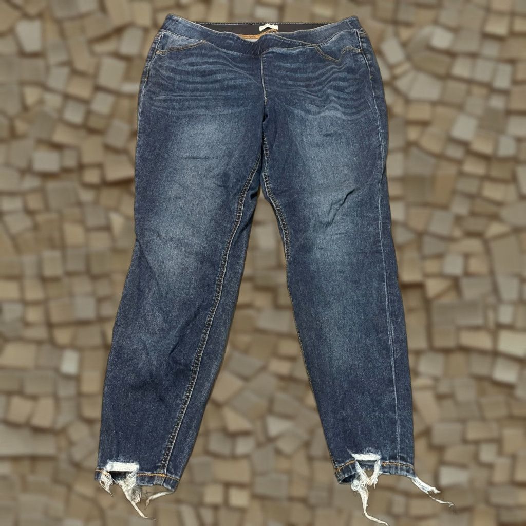 Vintage Maurices Jeans Women's XXL Blue Denim Straight Frayed Bottom Regular Fit Jeans Mens? Size 40" / US 18 - 1 Thumbnail