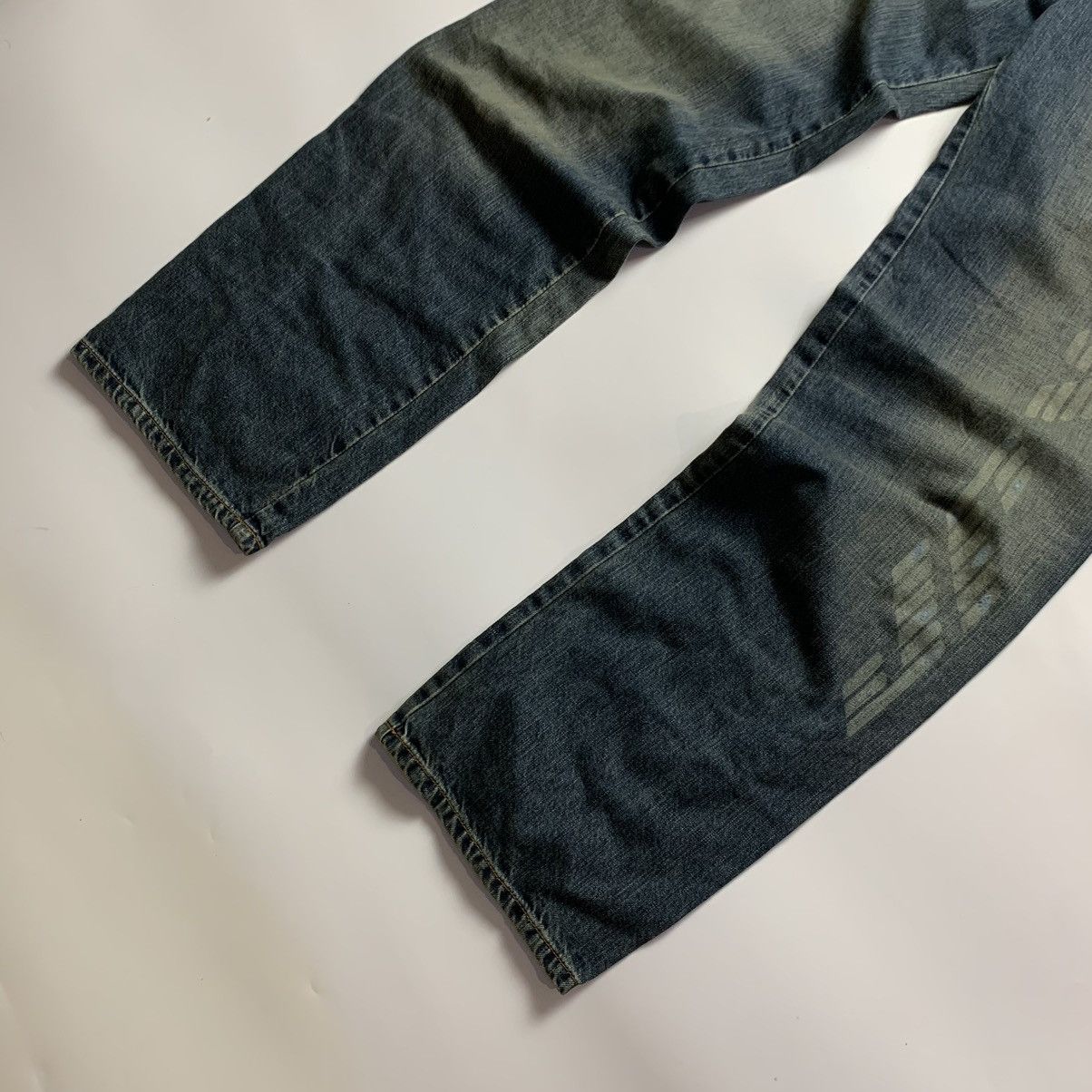 Giorgio Armani VERY RARE Y2K VINTAGE ARMANI BIG LOGO FADED DENIM JEANS 00s Size US 30 / EU 46 - 4 Thumbnail