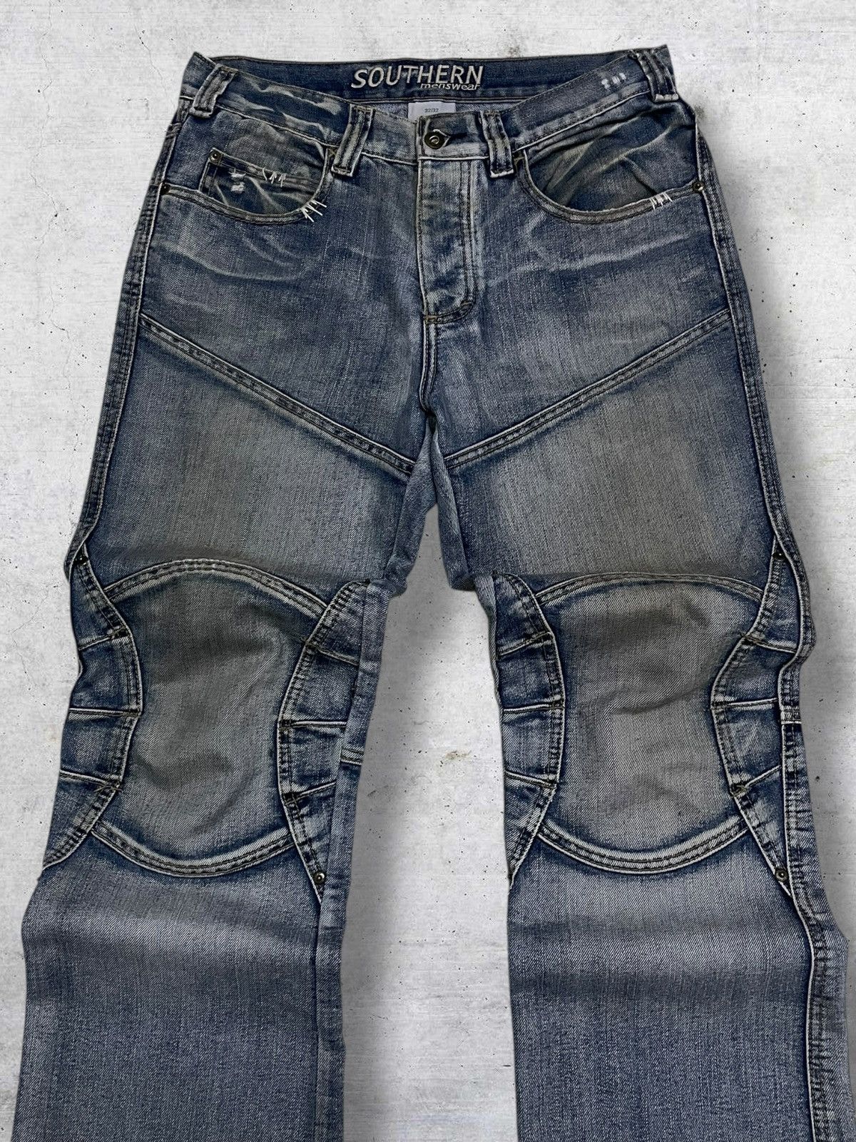 Japanese Brand SOUTHERN 90S JAPAN DESIGNER BIKERS DISTRESSED MUDWASH DENIM Size US 32 / EU 48 - 5 Thumbnail