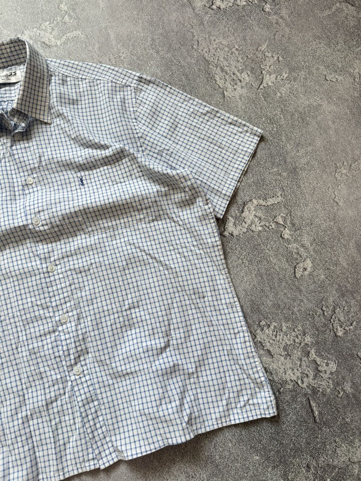 Vintage × Yves Saint Laurent YvesSaintLaurent YSL XL checkered shirt button up polo tee Size US XL / EU 56 / 4 - 7 Thumbnail