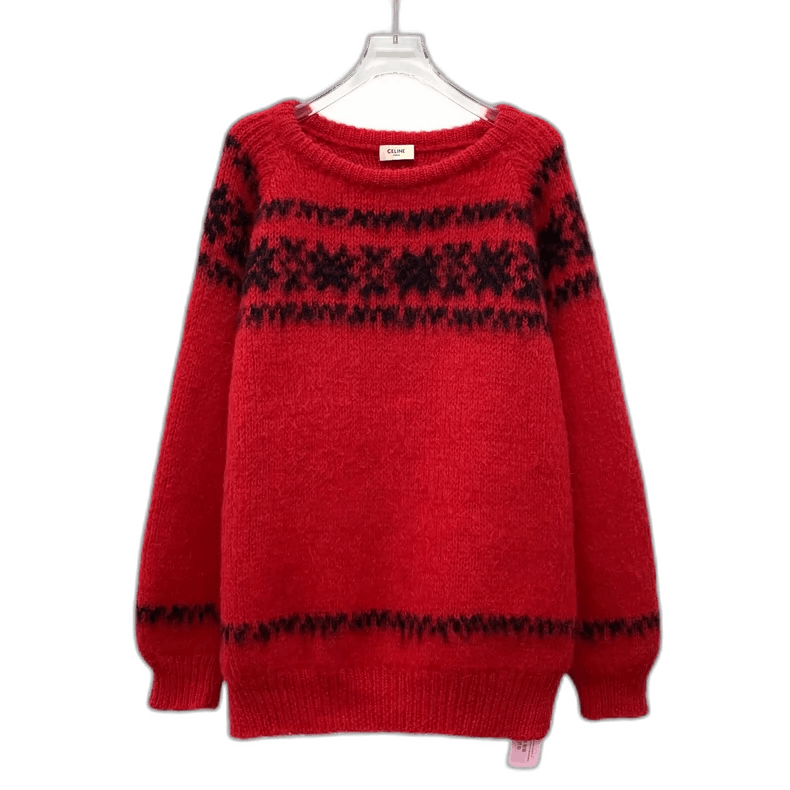 Celine Celine Red Wool Knit Sweater Long Sleeve Size US L / EU 52-54 / 3 - 1 Thumbnail