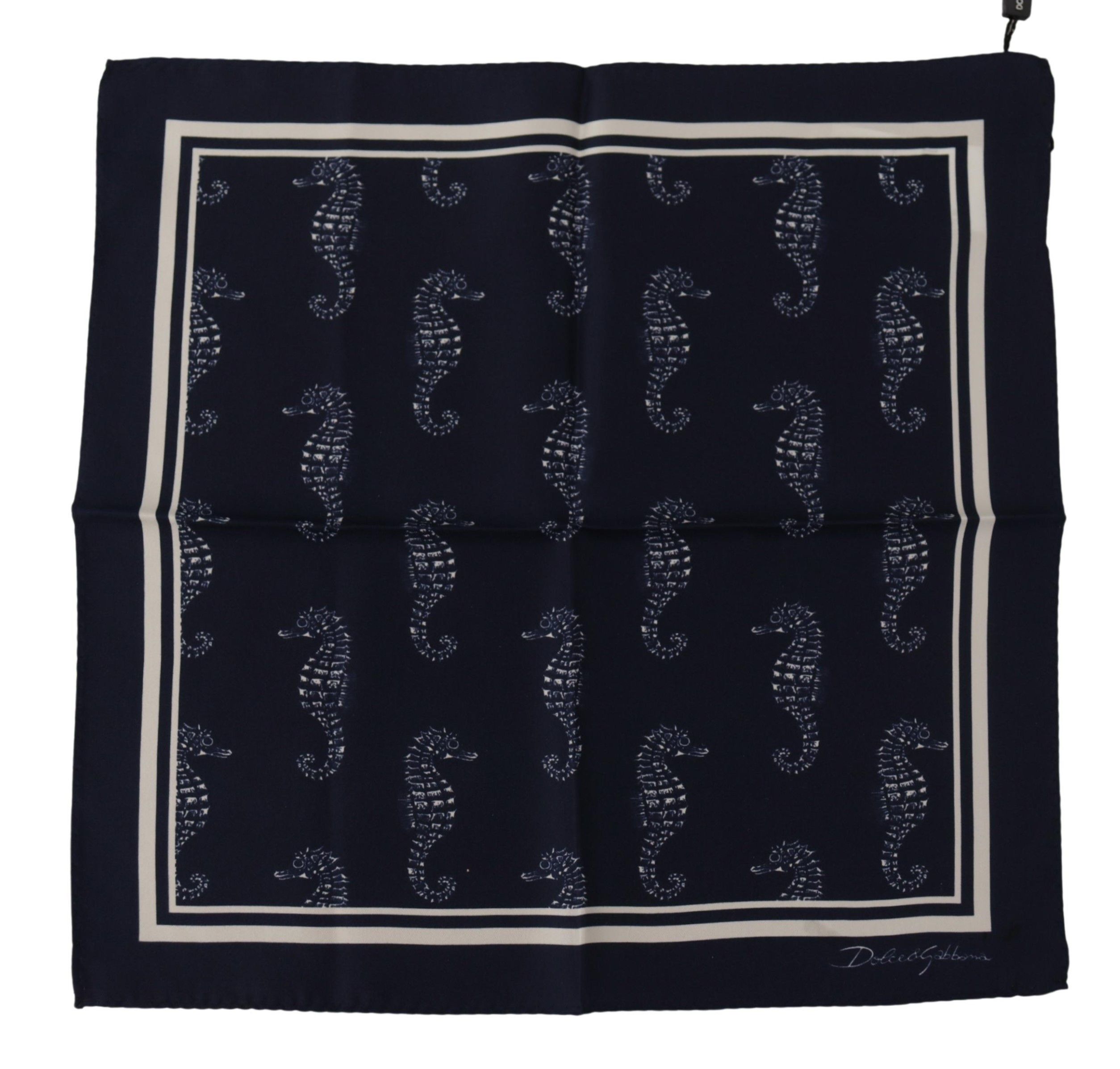Dolce & Gabbana Elegant Blue Seahorse Silk Men's Men's Scarf Size ONE SIZE - 1 Thumbnail