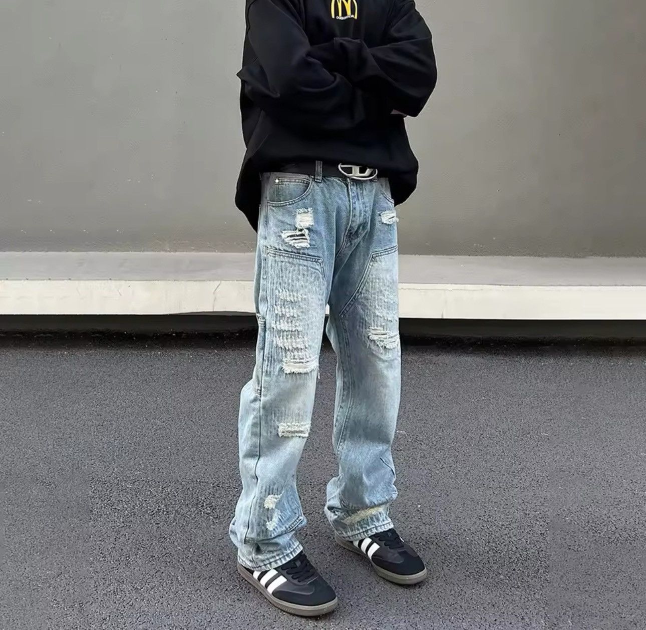 Japanese Brand × Jean Street washed ripped hip hop jeans Size US 32 / EU 48 - 6 Thumbnail