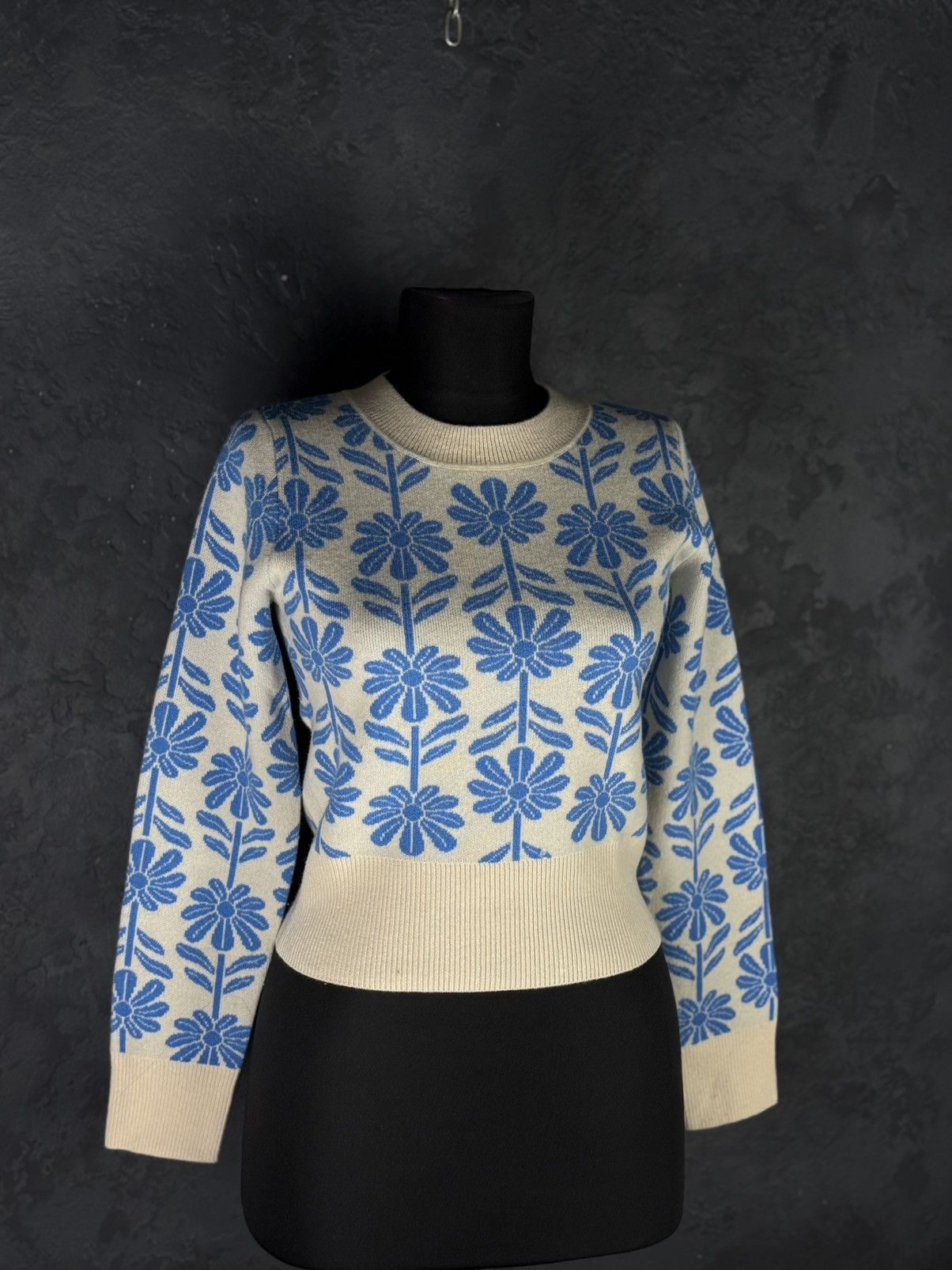 Sandro Sandro Hughes Wool & Cashmere Floral Jacquard Sweater Size XS / US 0-2 / IT 36-38 - 2 Thumbnail