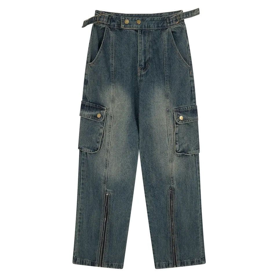 Japanese Brand × Vintage Cargo Jeans Men Big Pocket Straight-leg Baggy Street Casual Size US 33 - 5 Thumbnail