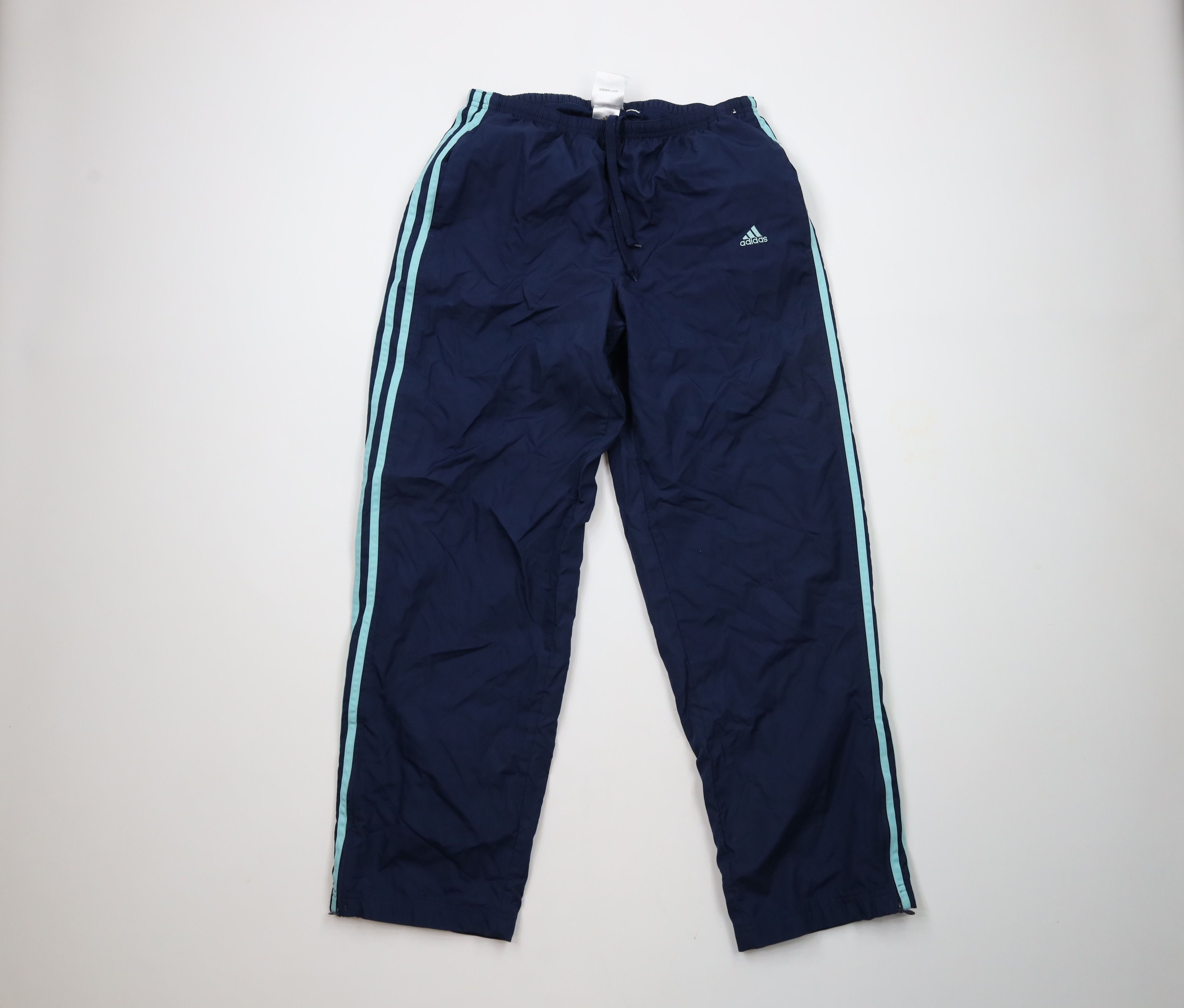 Adidas × Vintage Vintage Y2K Adidas Striped Babydoll Wide Leg Pants Blue Size 30" / US 8 / IT 44 - 1 Thumbnail