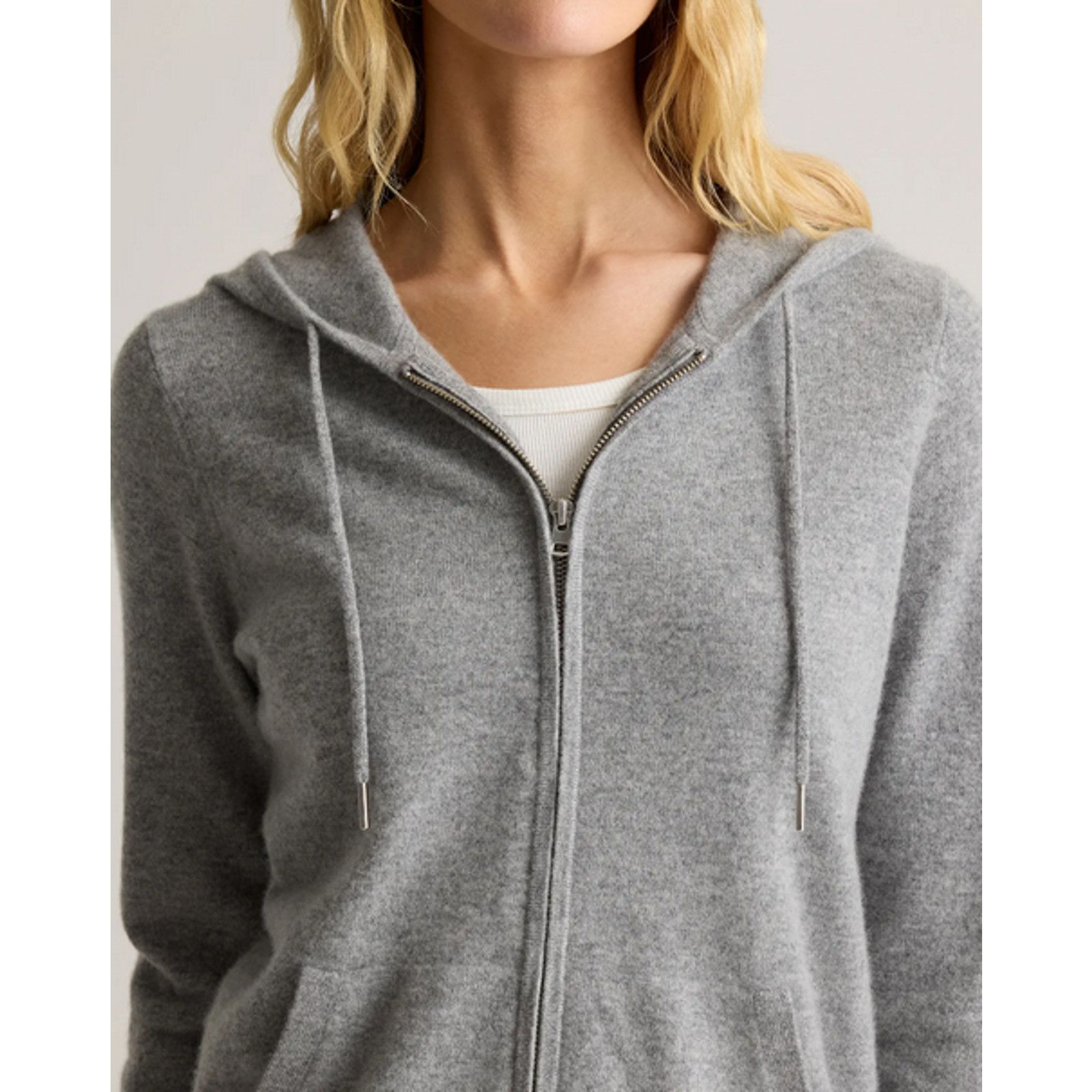 Quince Quince Women Mongolian Cashmere Full-Zip Hoodie Grey XS NWT Size XS / US 0-2 / IT 36-38 - 3 Thumbnail