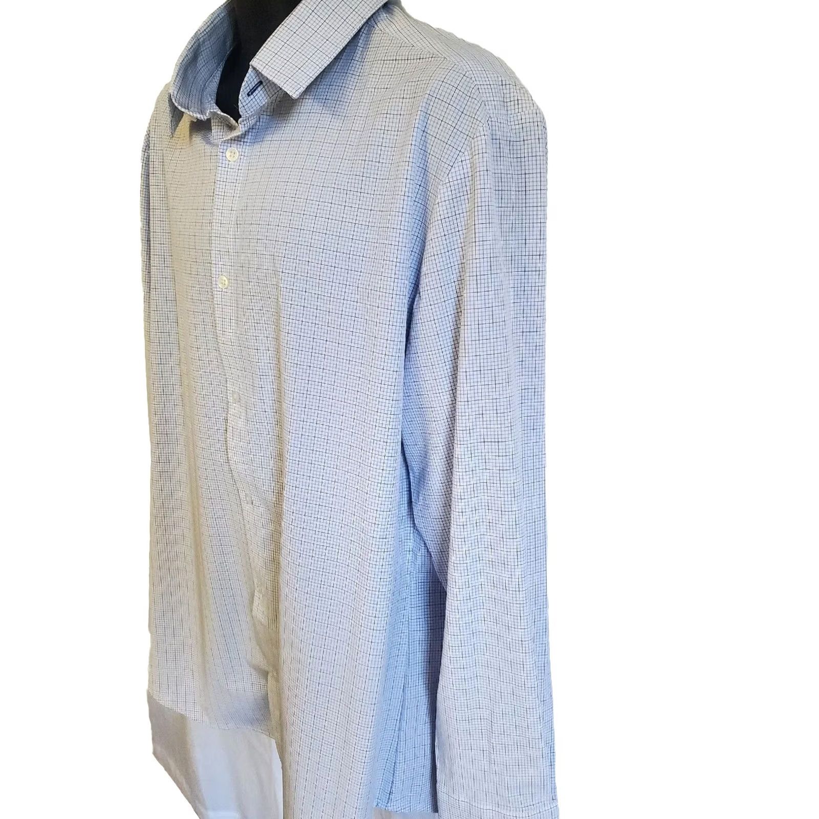 Mizzen+Main Mizzen + Main Shirt Mens XXL Trim Fit Button Up Light Blue Tattersal Check Plaid Size US XXL / EU 58 / 5 - 2 Thumbnail