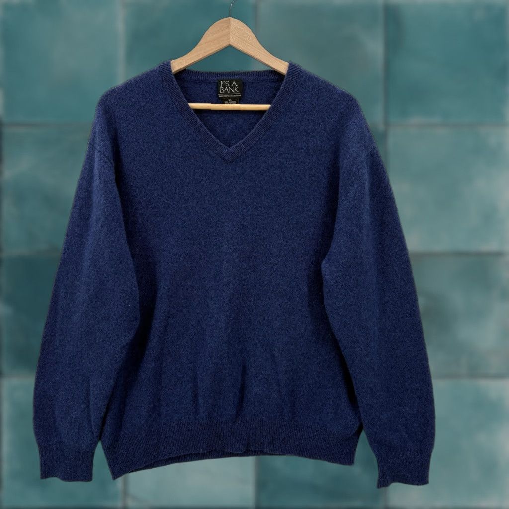 Jos. A. Bank Jos. A. Bank Sweater Mens XL Blue 100% Cashmere V-Neck Executive Pullover Knit Size US XL / EU 56 / 4 - 1 Thumbnail