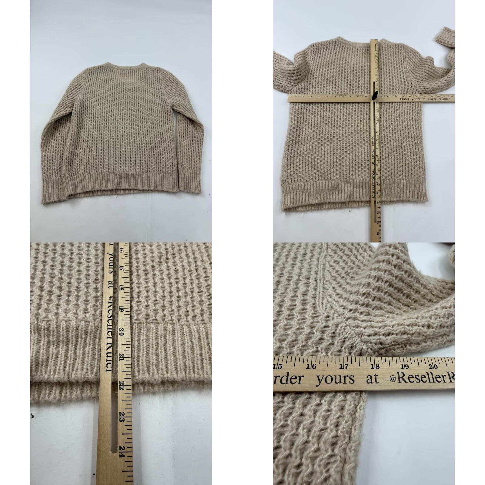 Vintage KERISMA Sweater Womens Small Beige Wool Blend Crewneck Pullover Long Sleeve Raglan Knit Waffle Knit Casual Fall Winter Size S / US 4 / IT 40 - 8 Thumbnail