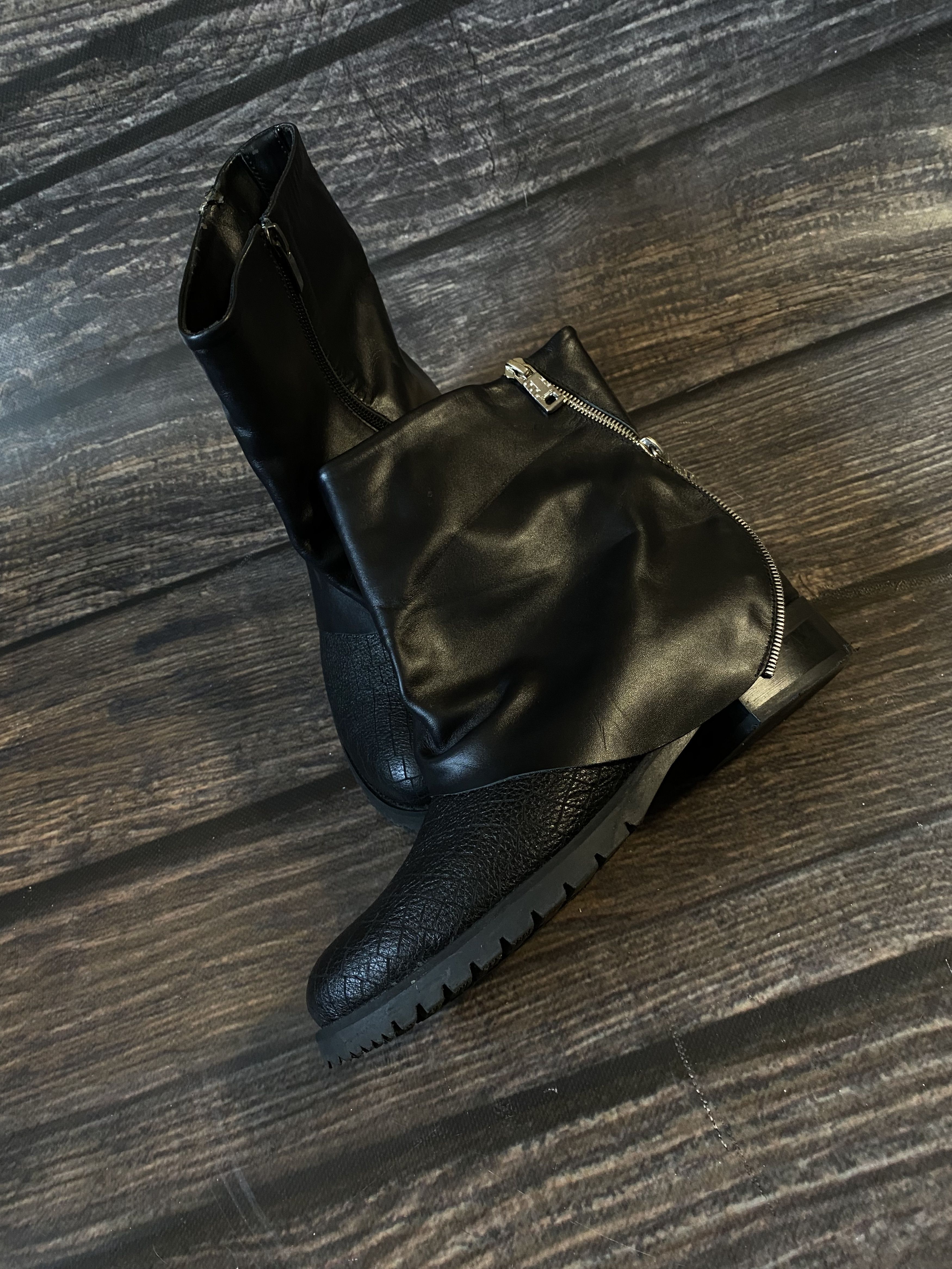 Leather Rick Owens Style Full Zip Leather Avant Garde Boots Size US 8 / IT 38 - 4 Thumbnail