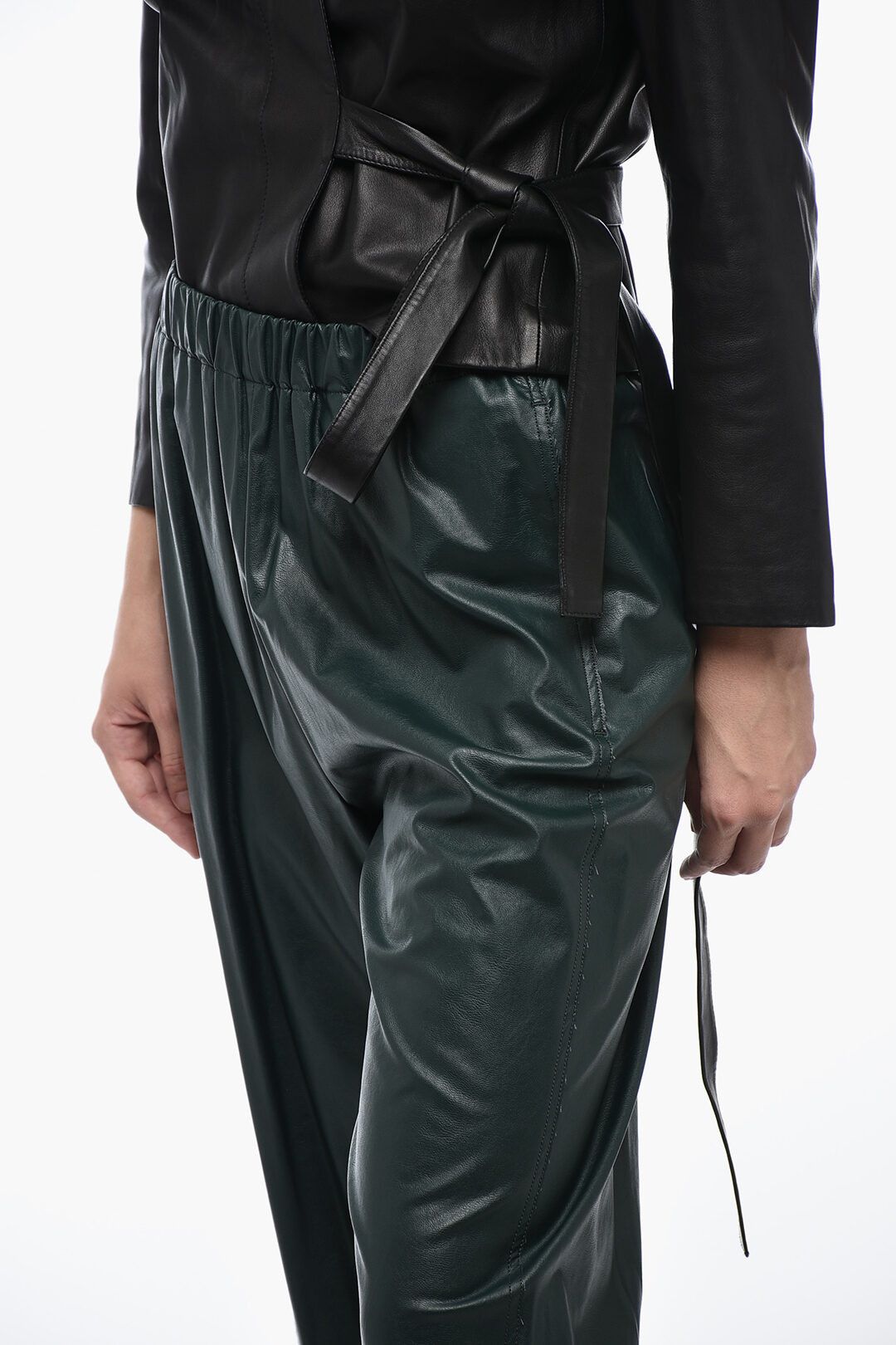 Maison Margiela og1mm1224 Eco Leather Pant in Green Size 28" / US 6 / IT 42 - 3 Thumbnail