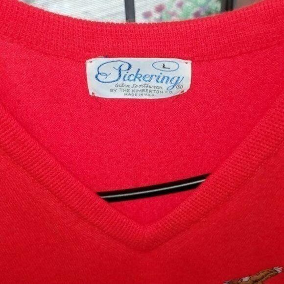 Vintage Pickering Vintage Embroidered "Eagle Ridge" Red Wool V-neck Size US L / EU 52-54 / 3 - 4 Thumbnail