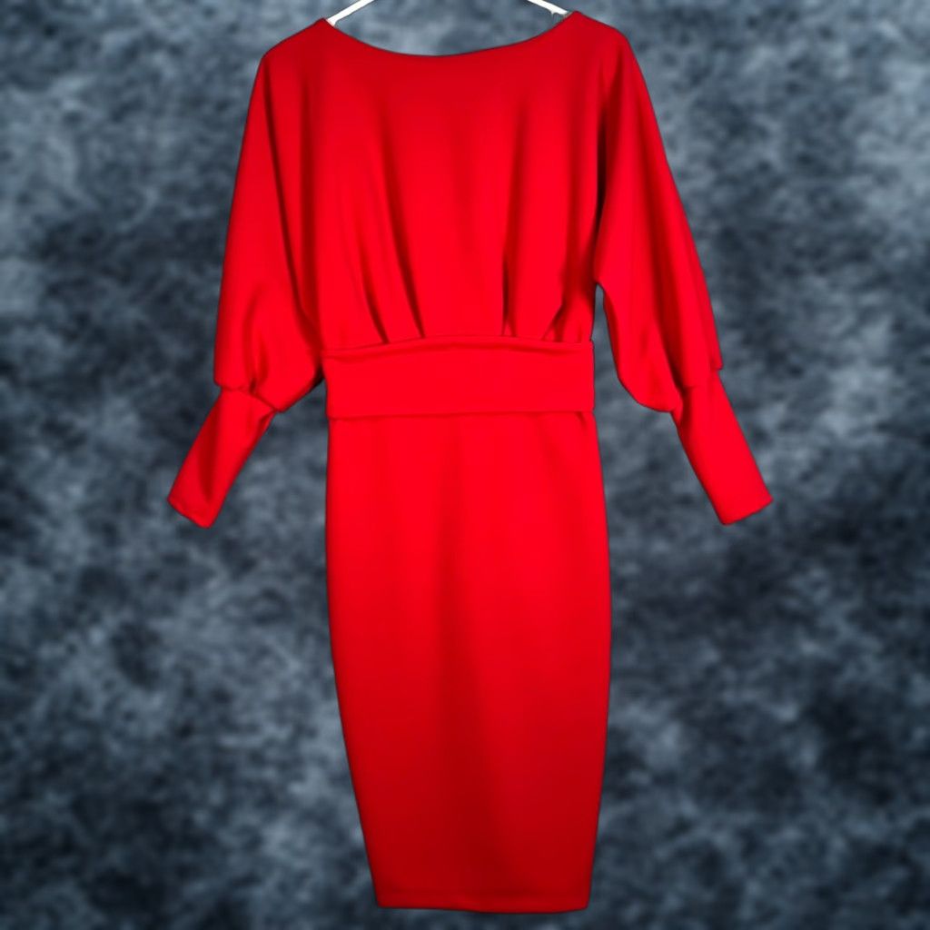 Vintage New York & Company Womens XS Red Dolman Sleeve Midi Dress Shirt Women XS Red Dolman Midi Dress Size XS / US 0-2 / IT 36-38 - 1 Thumbnail