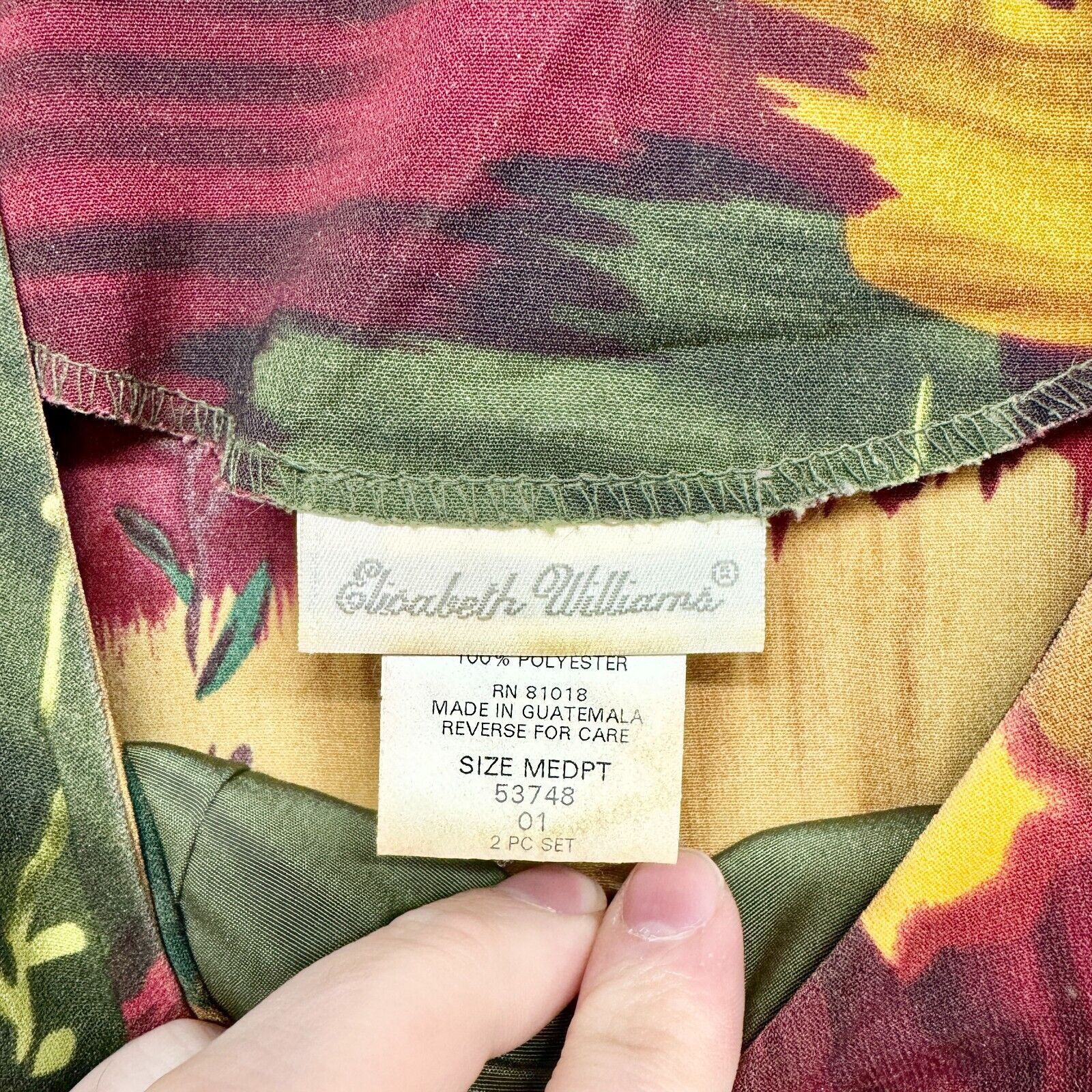Other Vintage Elizabeth Williams M Leaf Print Long Sleeve Tunic Size M / US 6-8 / IT 42-44 - 2 Thumbnail