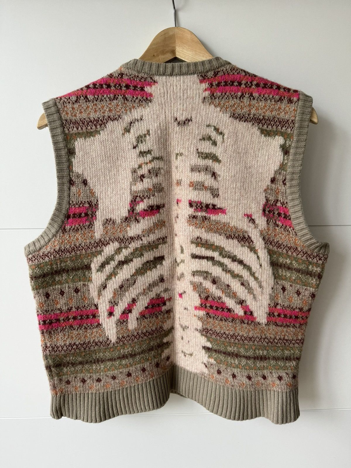 Pre-owned Kapital X Kapital Kountry 7g Wool Fair Isle Bone Vest In Gray Beige