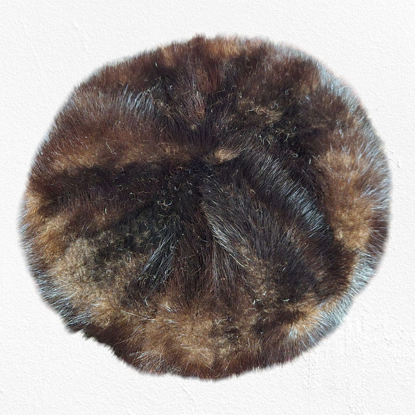 Vintage 1950s Brown Mink Fur Pillbox Hat Mid-Century Satin Lined Size ONE SIZE - 2 Thumbnail