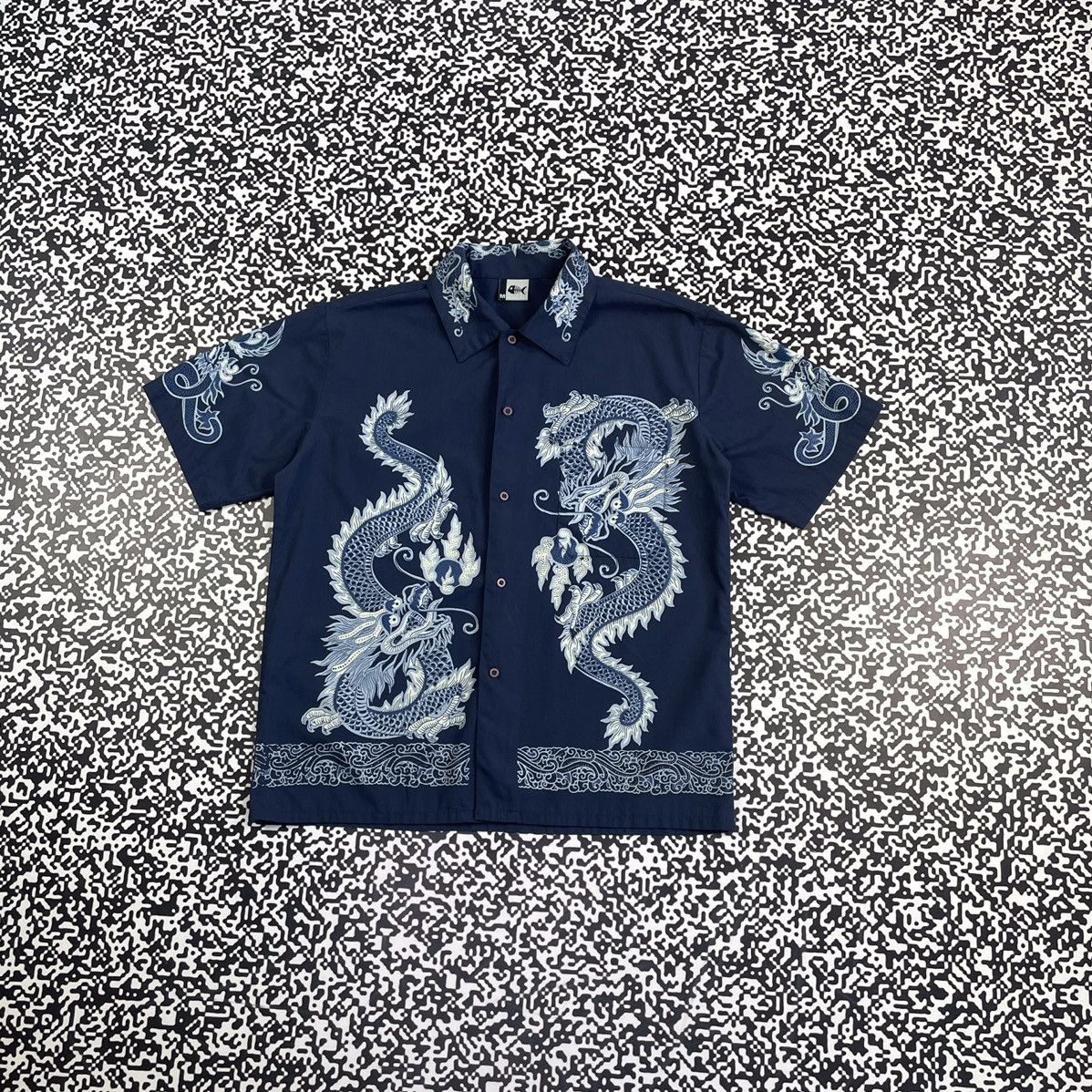 Vintage Vintage Y2K JAPANESE Fishbone Dragon Retro Casual Shirt 90s ...