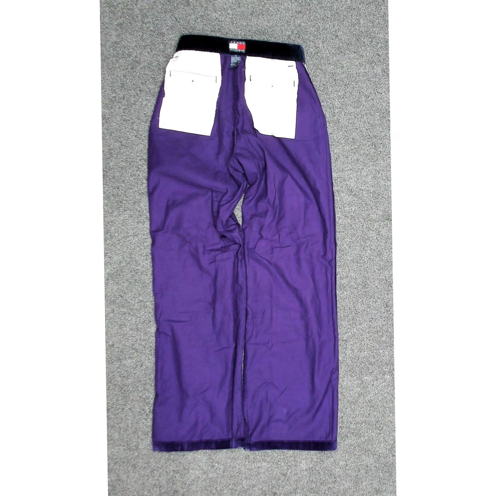 Tommy Hilfiger VINTAGE Tommy Hilfiger Purple Velvet High Waist Wide-Leg Pants Womens 4 Size 27" / US 4 / IT 40 - 5 Thumbnail