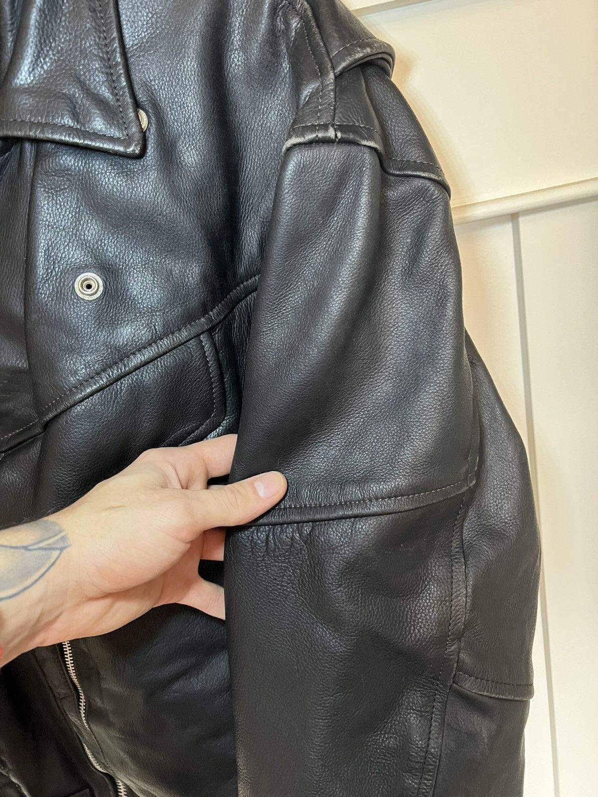 Vintage Vintage heavy leather biker jacket Size US XXL / EU 58 / 5 - 19 Thumbnail