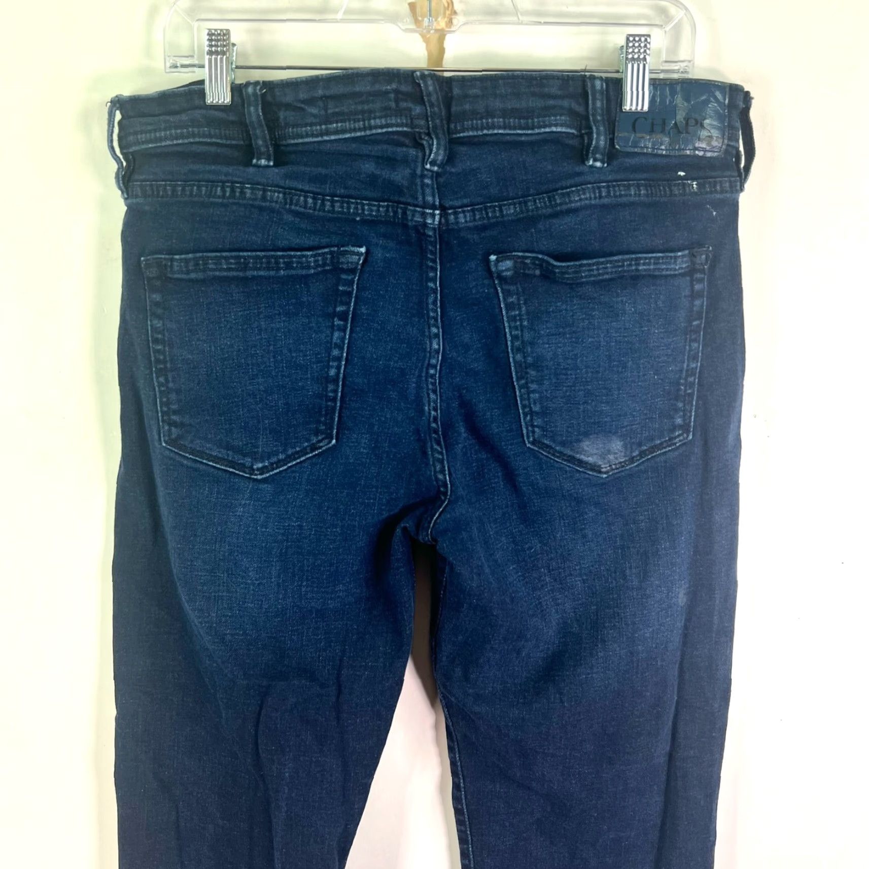 Chaps VINTAGE Chaps Jeans Slim Straight Denim Mens 34 Dark Blue 34x30 90s Logo, 5-Pocket, Mid Rise, Regular Size Mens Size US 34 / EU 50 - 7 Thumbnail
