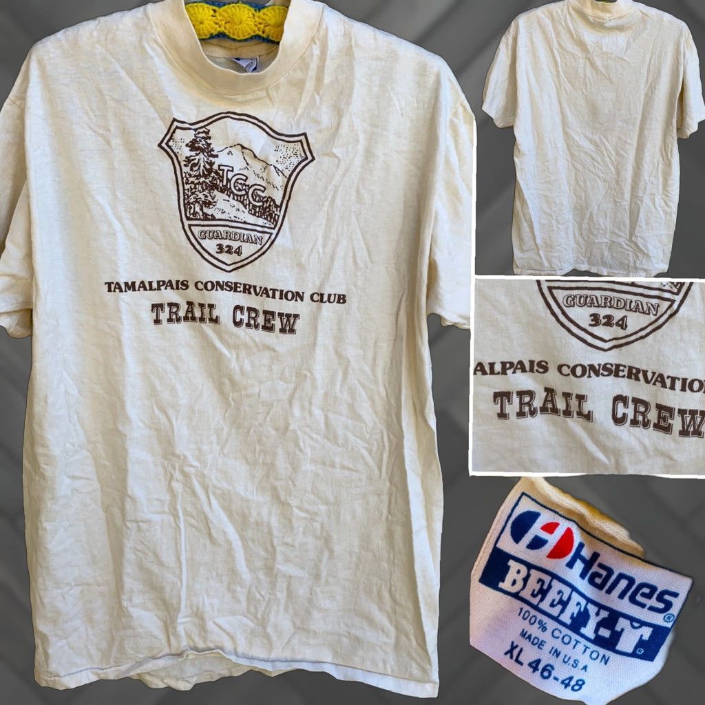 Hanes VINTAGE Hanes TCC Guardian 324 Tamalpais Conservation Club Trail Crew T Shirt XL Men Ivory 1980s Graphic Tee Size US XL / EU 56 / 4 - 1 Thumbnail