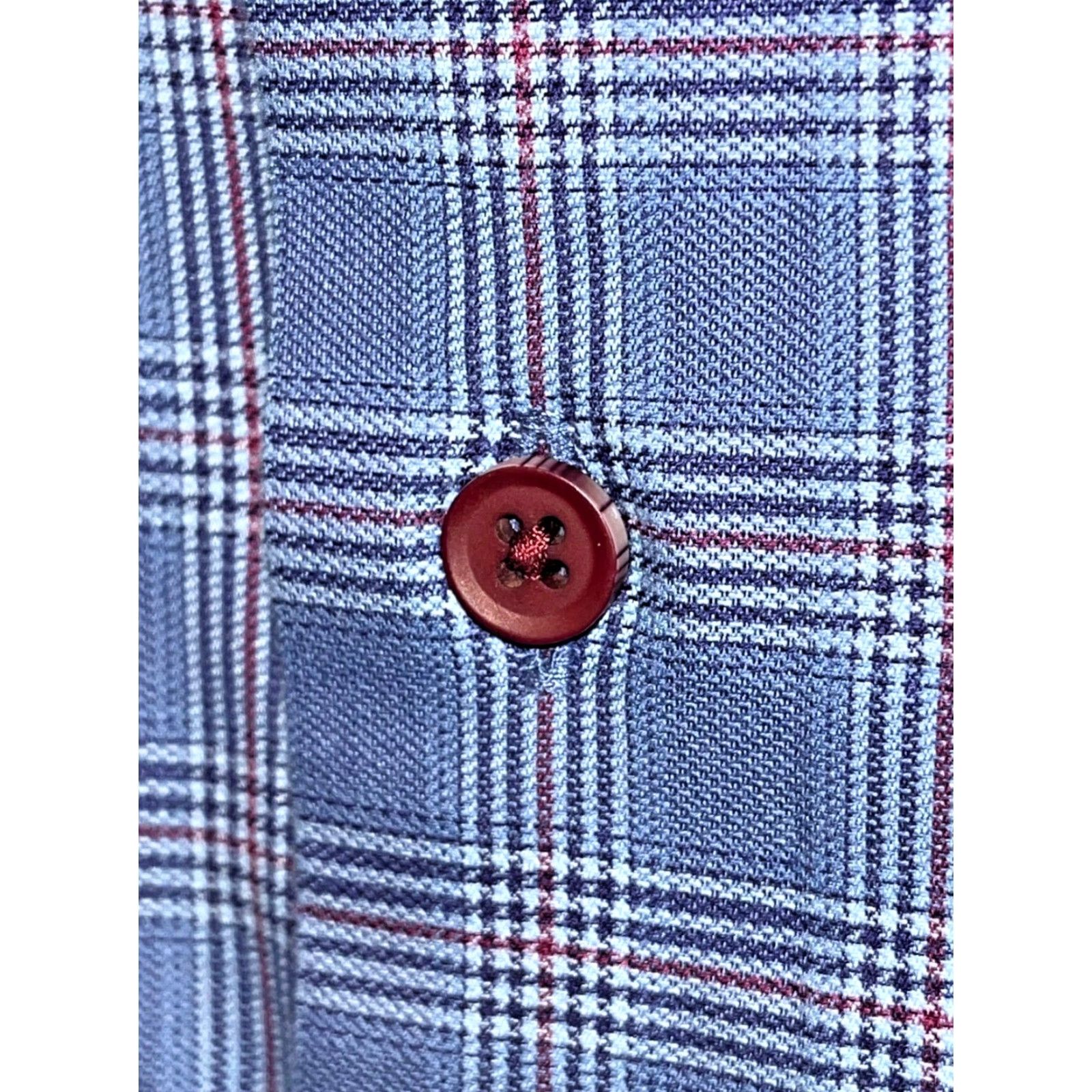 David Donahue David Donahue Dobby Fine Check Dress Shirt Navy Blue M Mens Button-Up Collar Shirt Multicolor Twill Long Sleeve Regular Fit Size 40R - 8 Thumbnail