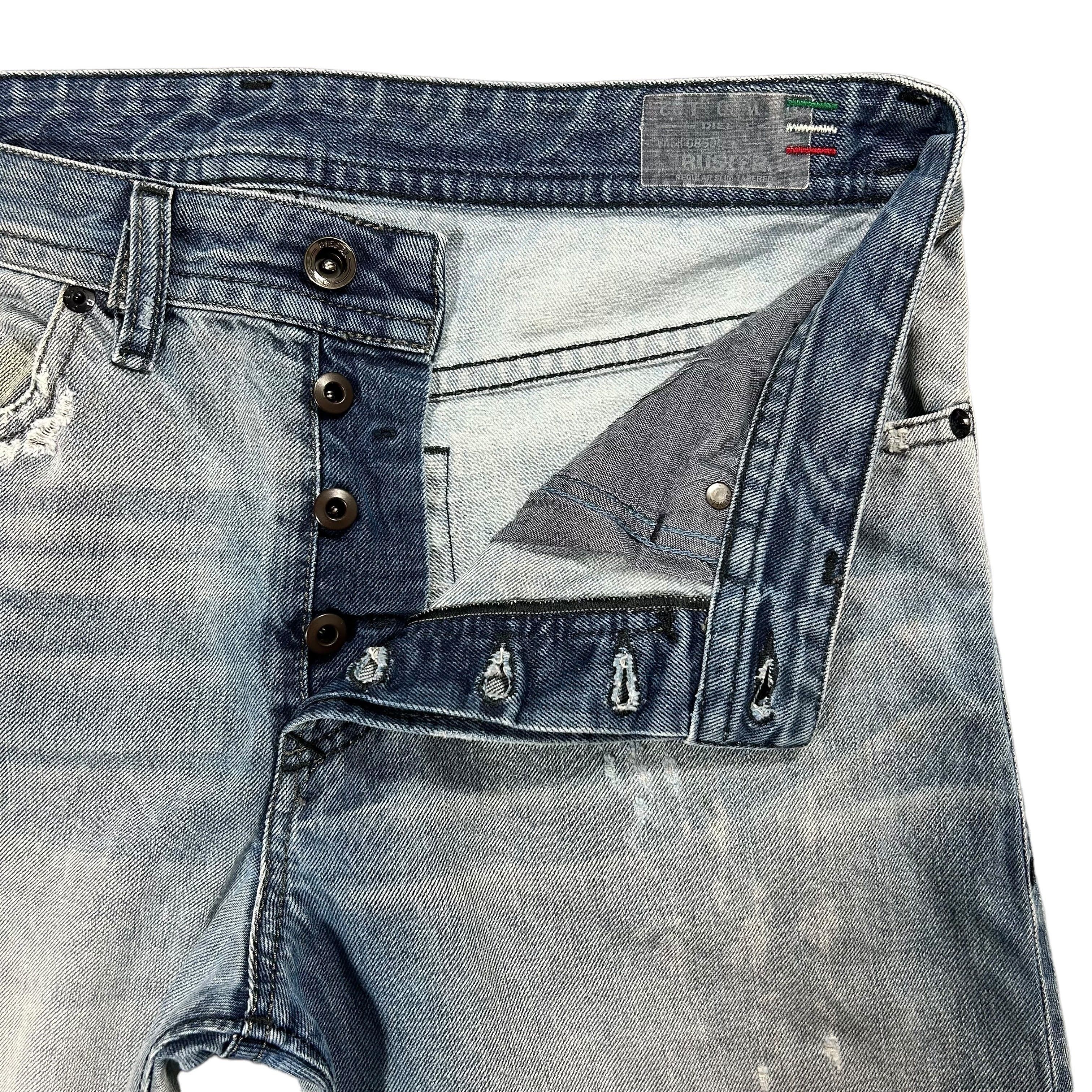 Diesel Diesel Buster Regular Tapered Blue Distressed Denim W30L32 Size US 30 / EU 46 - 5 Thumbnail