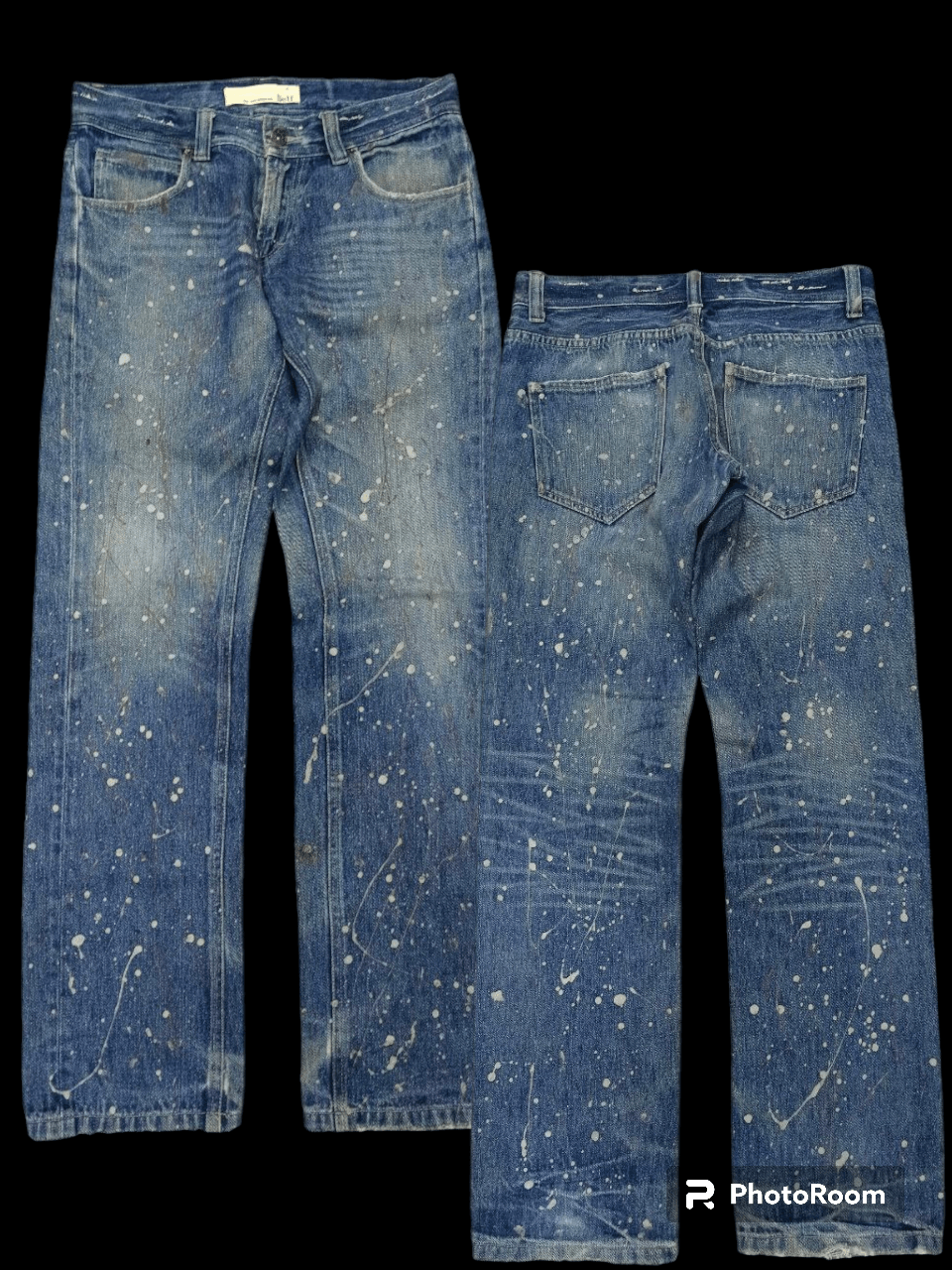 Japanese Brand SICK SPLATTED SELF DENIM PANTS Size US 30 / EU 46 - 1 Thumbnail