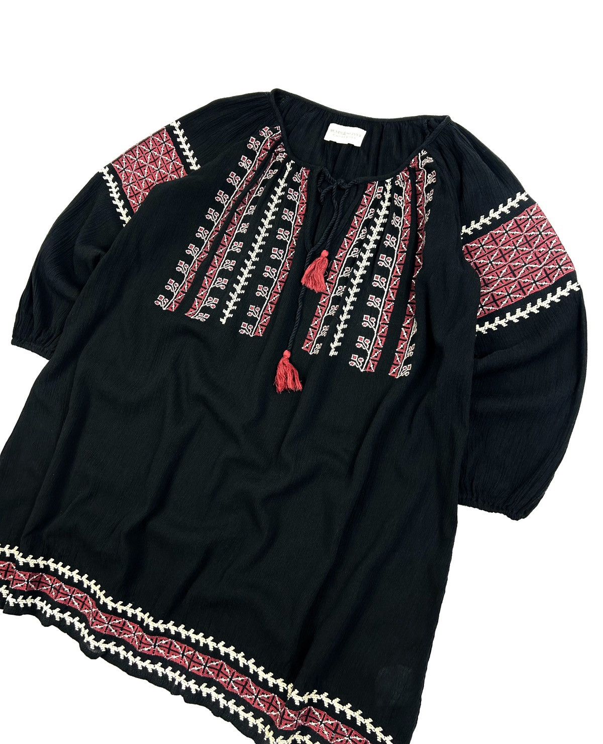 Denim & Supply Ralph Lauren Rare Ralph Lauren Denim Supply Blouse Black Embroidery Boho Size XXS / US 00 / IT 34 - 3 Thumbnail